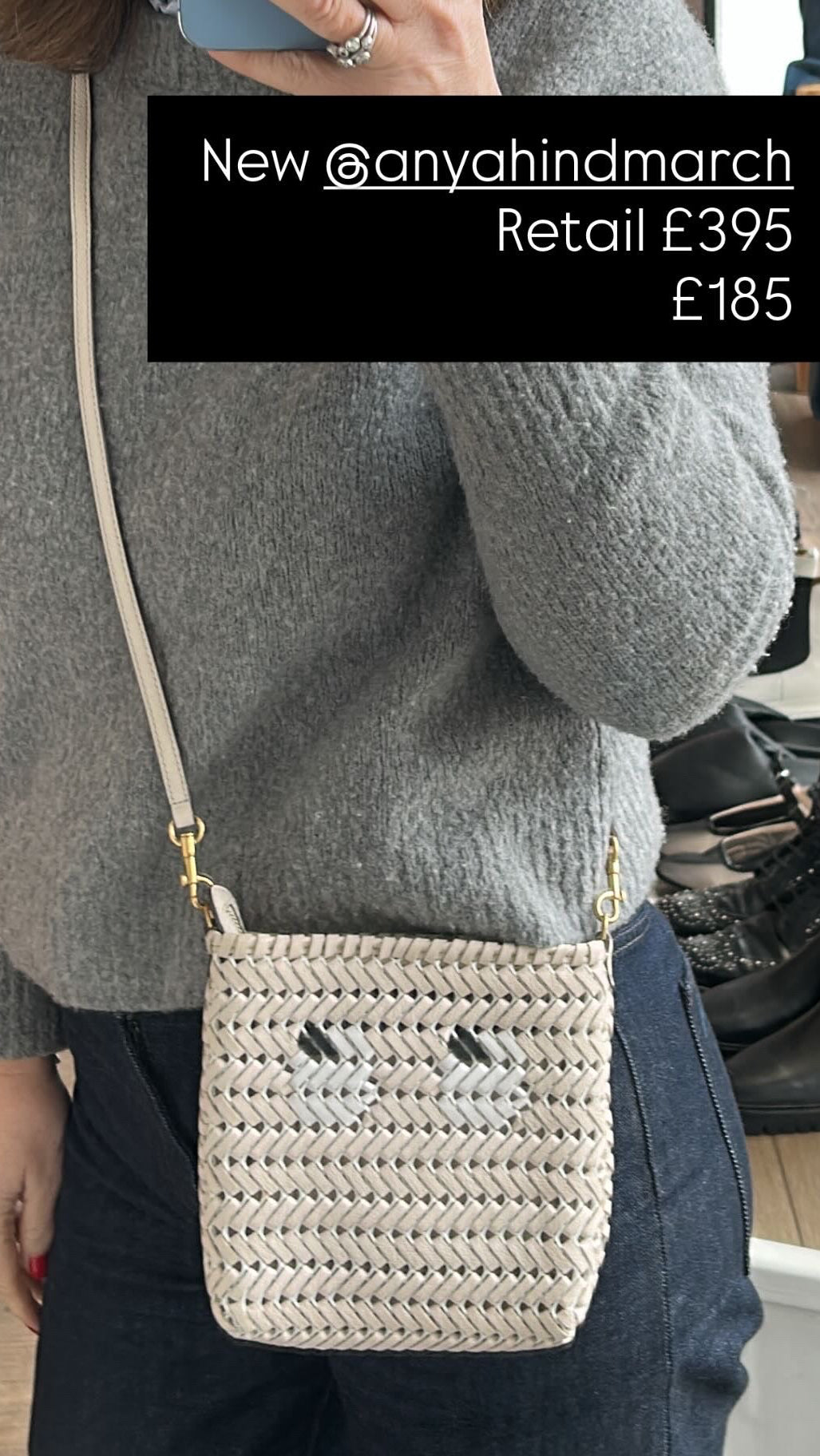 Anya Hindmarch New £395 Chalk Mini Neeson Crossbody Bag