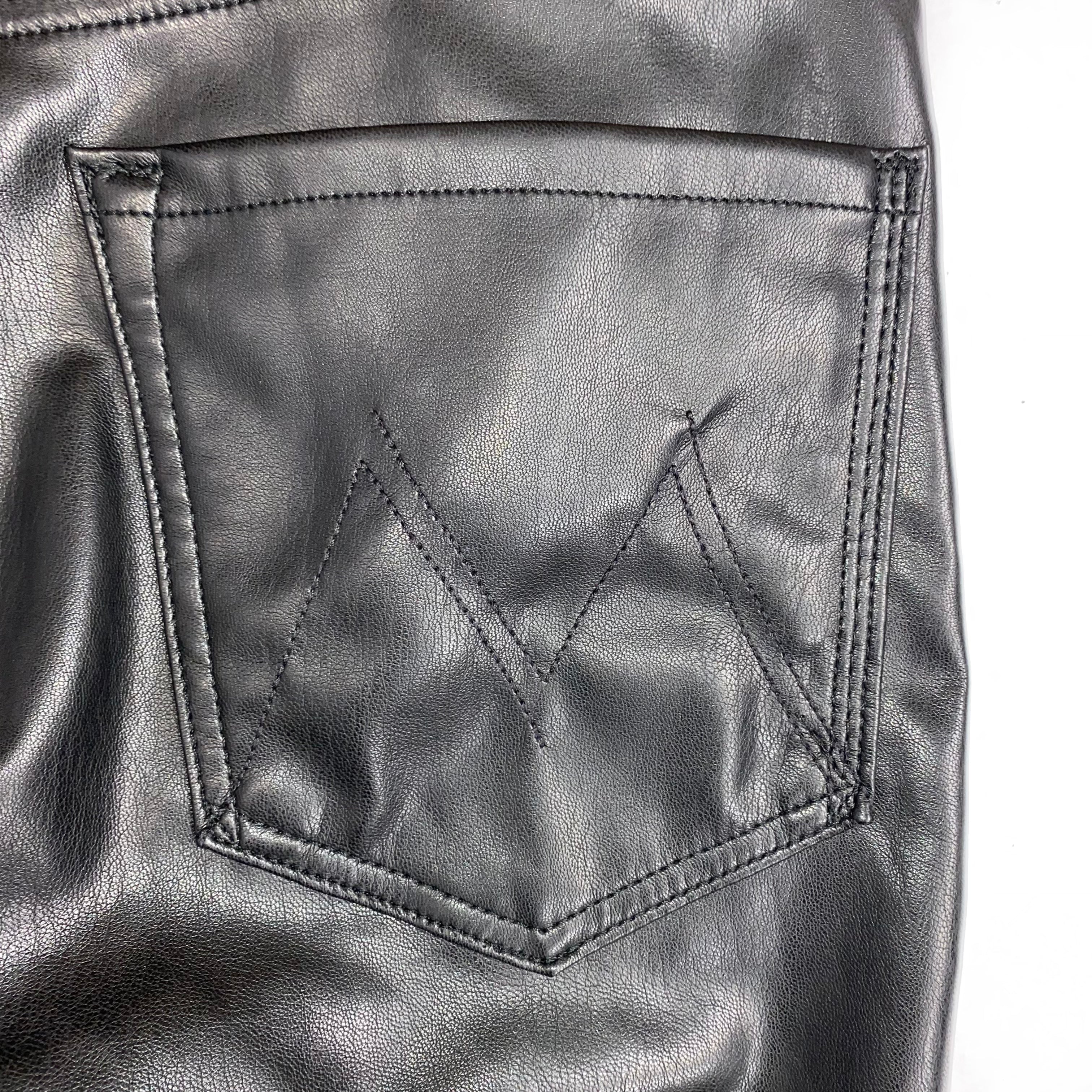 Mother New £232 Black Vegan Leather The Dazzler Skimp Jeans 31