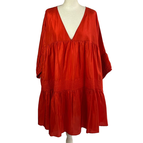 Anaak £585 Orange Banded Silk Habotai Mini Dress O/S