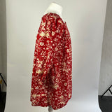 Doen Brand New £280 Red Floral Cotton Mini Dress L
