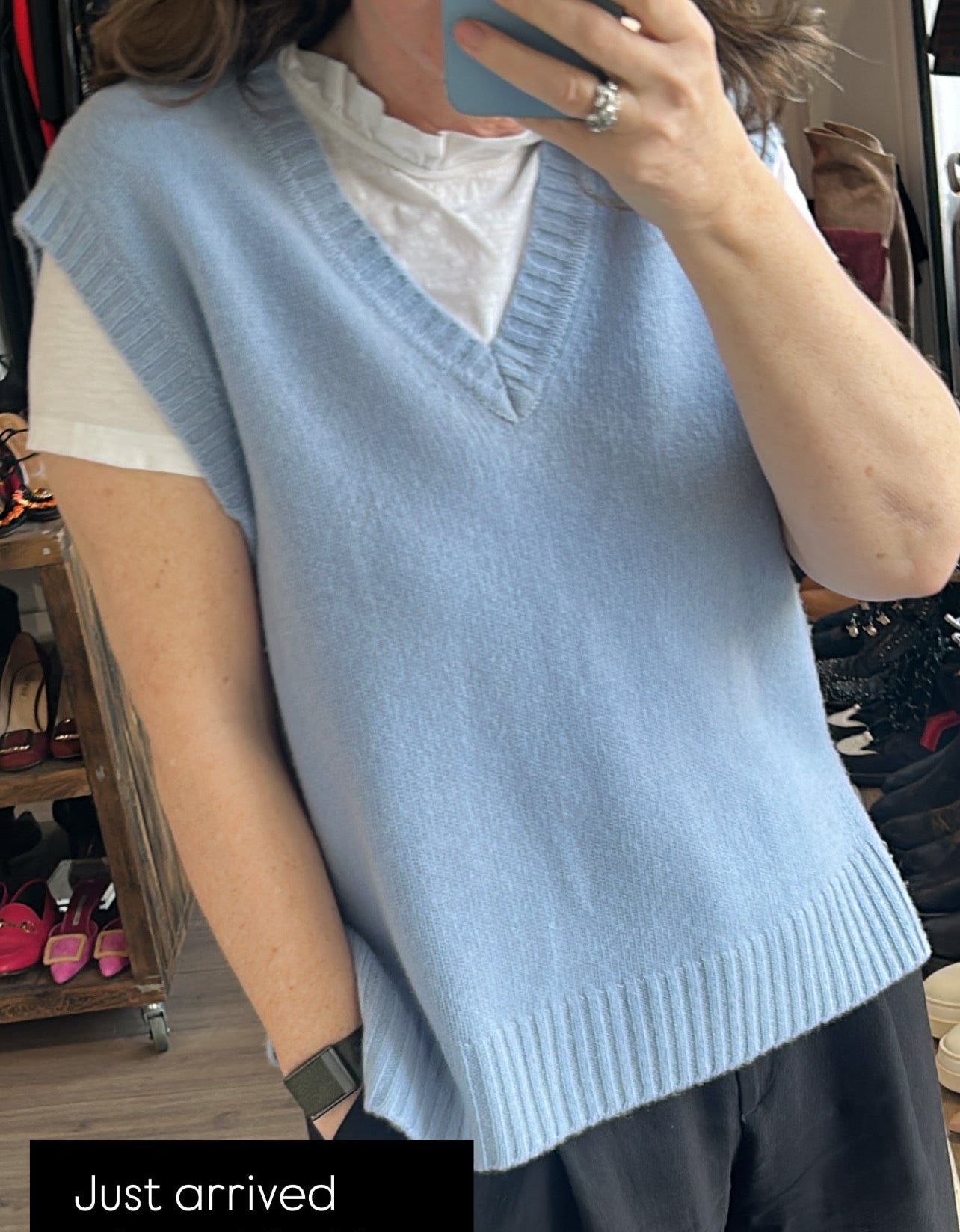 Joseph £425 Powder Blue Cashmere Oversized Sleeveless Sweater XS/S/M