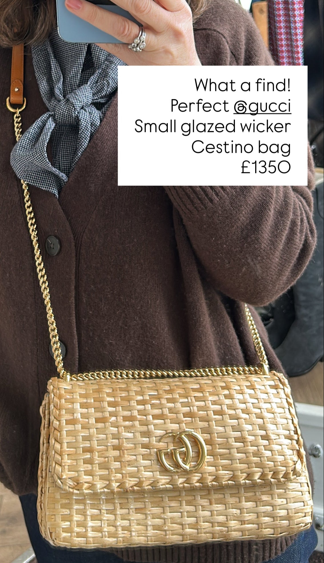 Gucci Glazed Wicker Small Cestino Shoulderbag