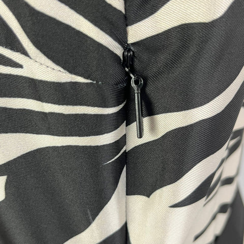 Carolina Herrera Ivory & Black Print Silk Faille Shirtdress XS
