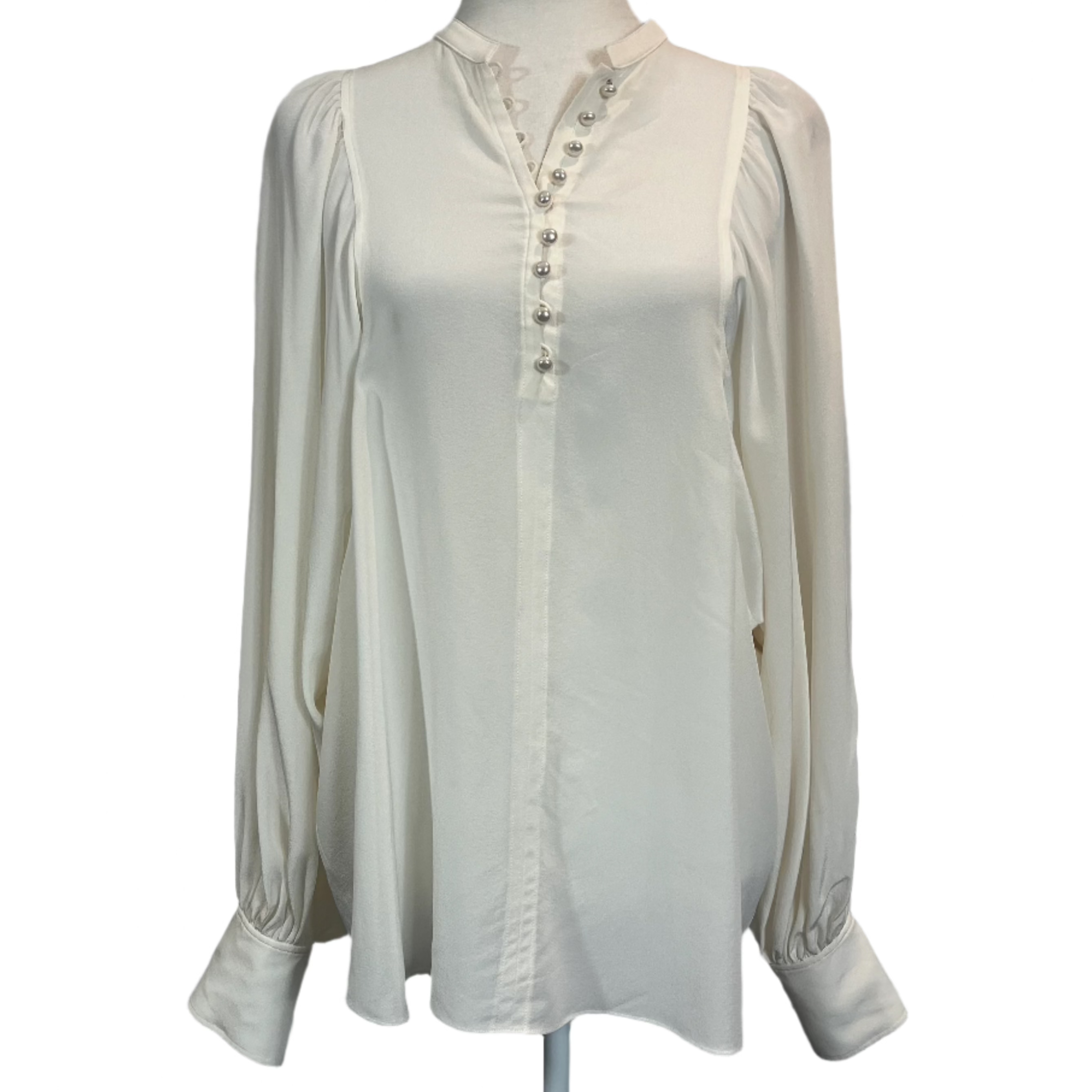 Joseph Cream Washed Silk Balloon Sleeve Blouse S