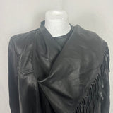 Isabel Marant Brand New Black Lambskin Fringed Scarf Jacket XS