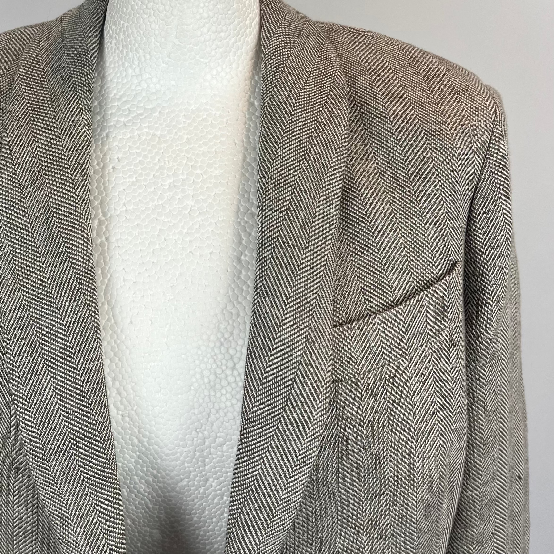 Loro Piana Moss Herringbone Linen Jacket S