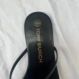 Tory Burch Black Leather Thong Flat Sandals 39