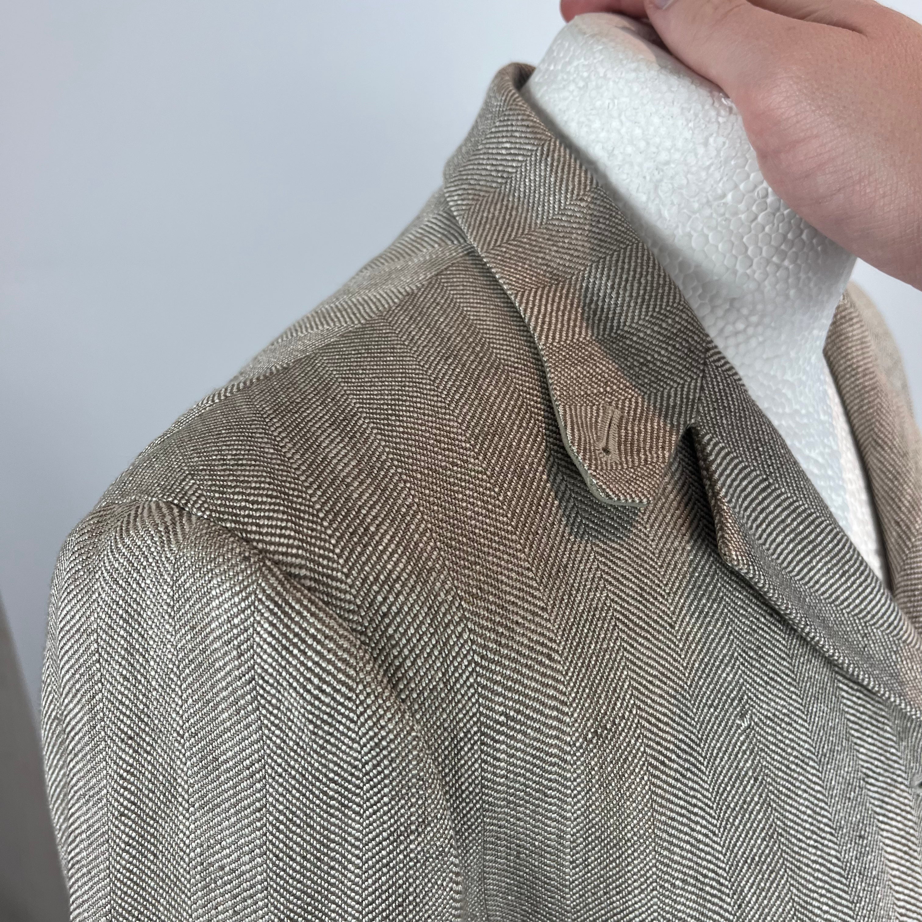 Loro Piana Limestone Herringbone Linen & Silk Jacket S