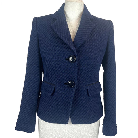 Anna Thomas £535 Navy Textured Cotton Mix Jacket XS