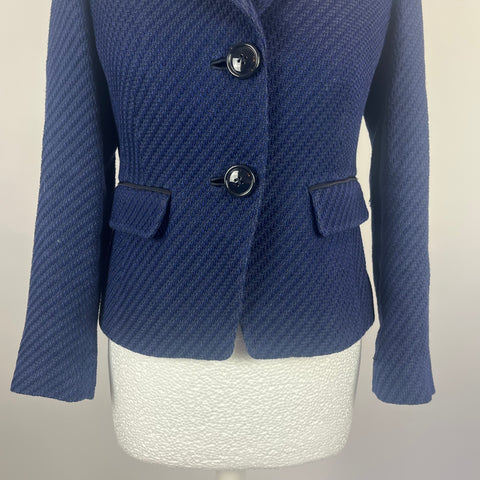 Anna Thomas £535 Navy Textured Cotton Mix Jacket XS