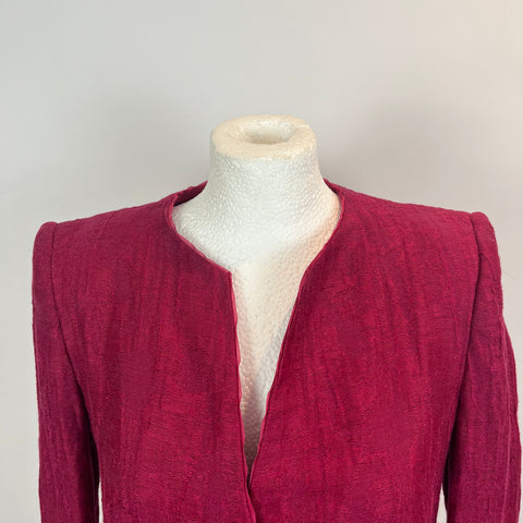 Armani Collezioni Fuchsia Textured Linen Mix Jacket M