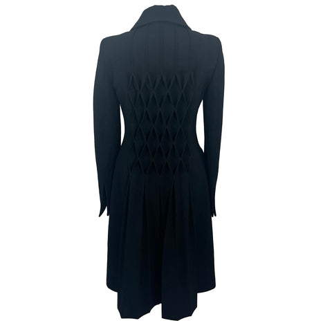 Alberta Ferretti £930 Black Wool Mix Maxi Coat S