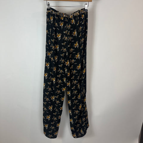 Stella Forest £200 Black Floral Viscose Pull-On Pants XS