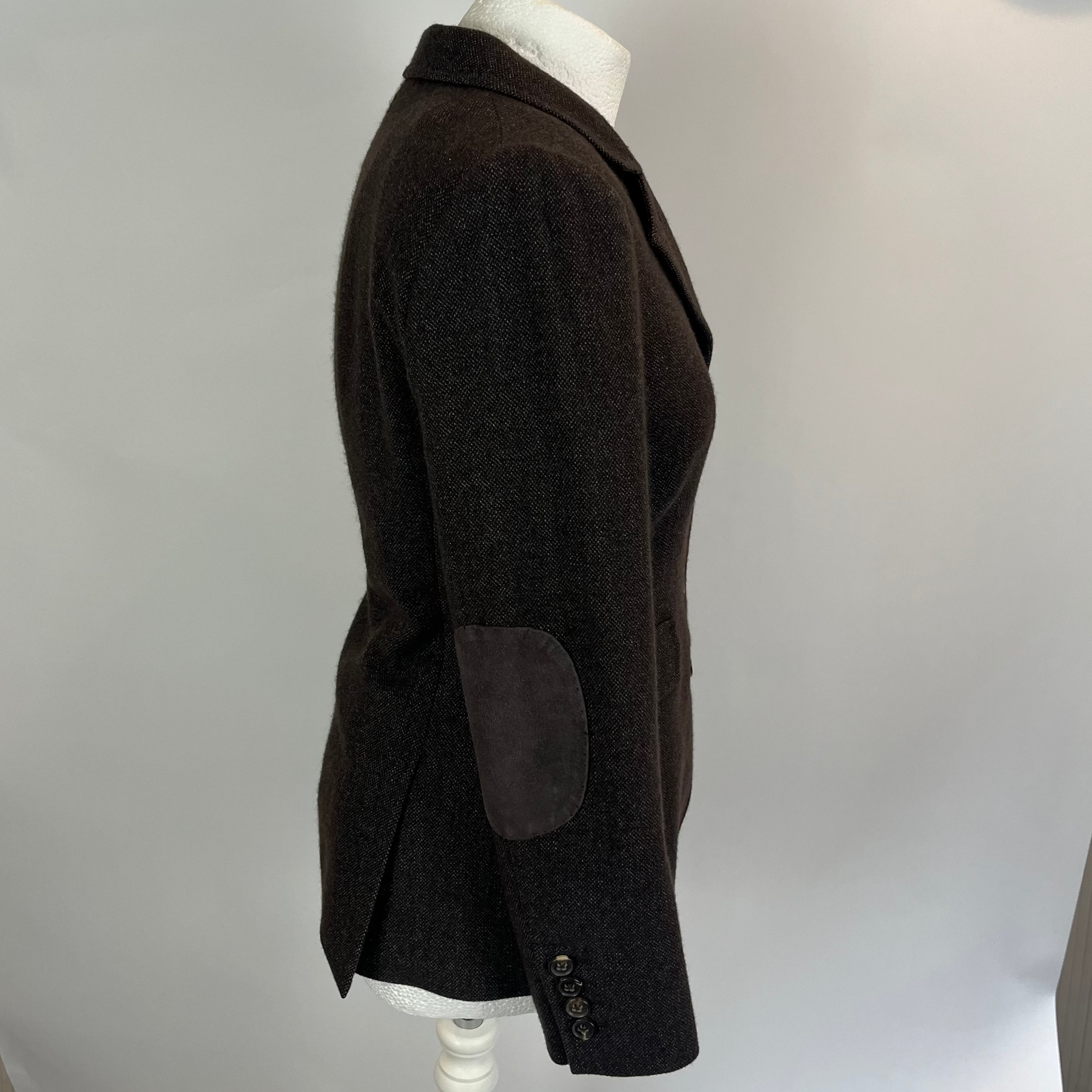 Loro Piana £3000 Chocolate Birds Eye Cashmere Jacket S