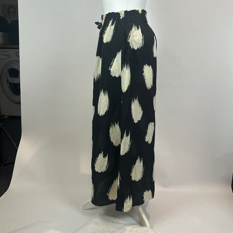 Ba&Sh Brand New Black & Cream Silky Elasticated Skirt XS