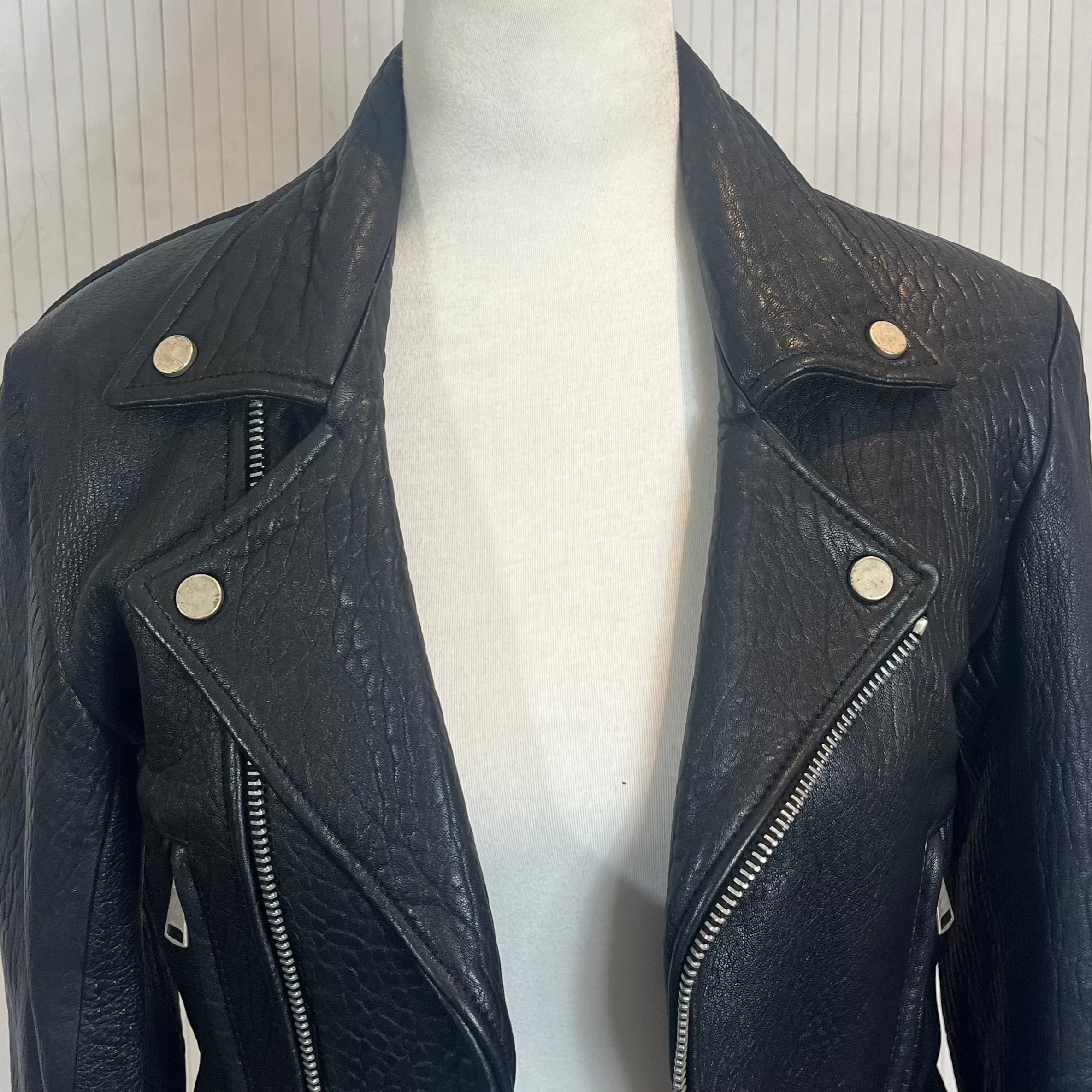 Raey Brand New Black Leather Classic Biker Jacket XS