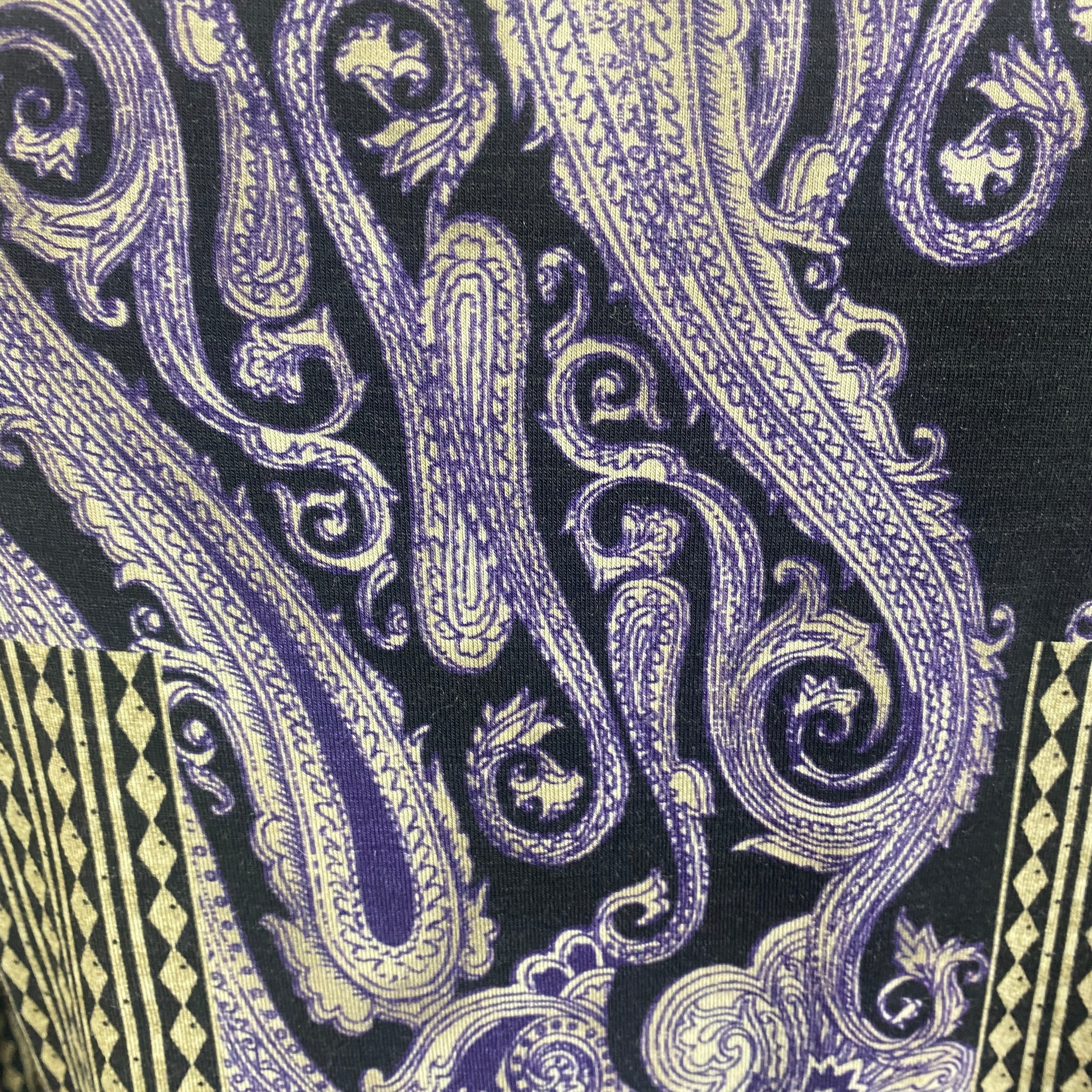 Etro Purple & Black Paisley Panel Print Wool Top XS
