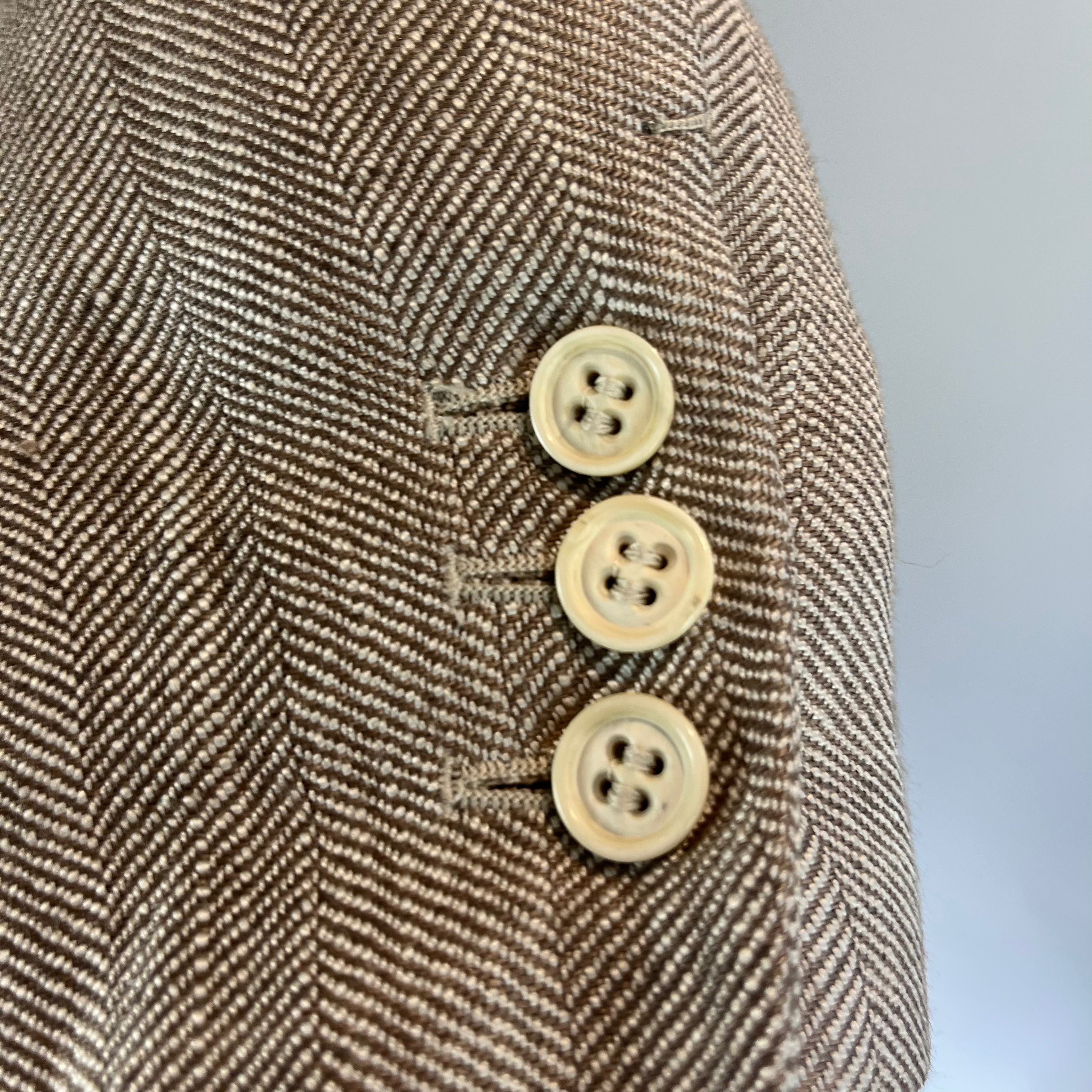 Loro Piana Limestone Herringbone Linen & Silk Jacket S