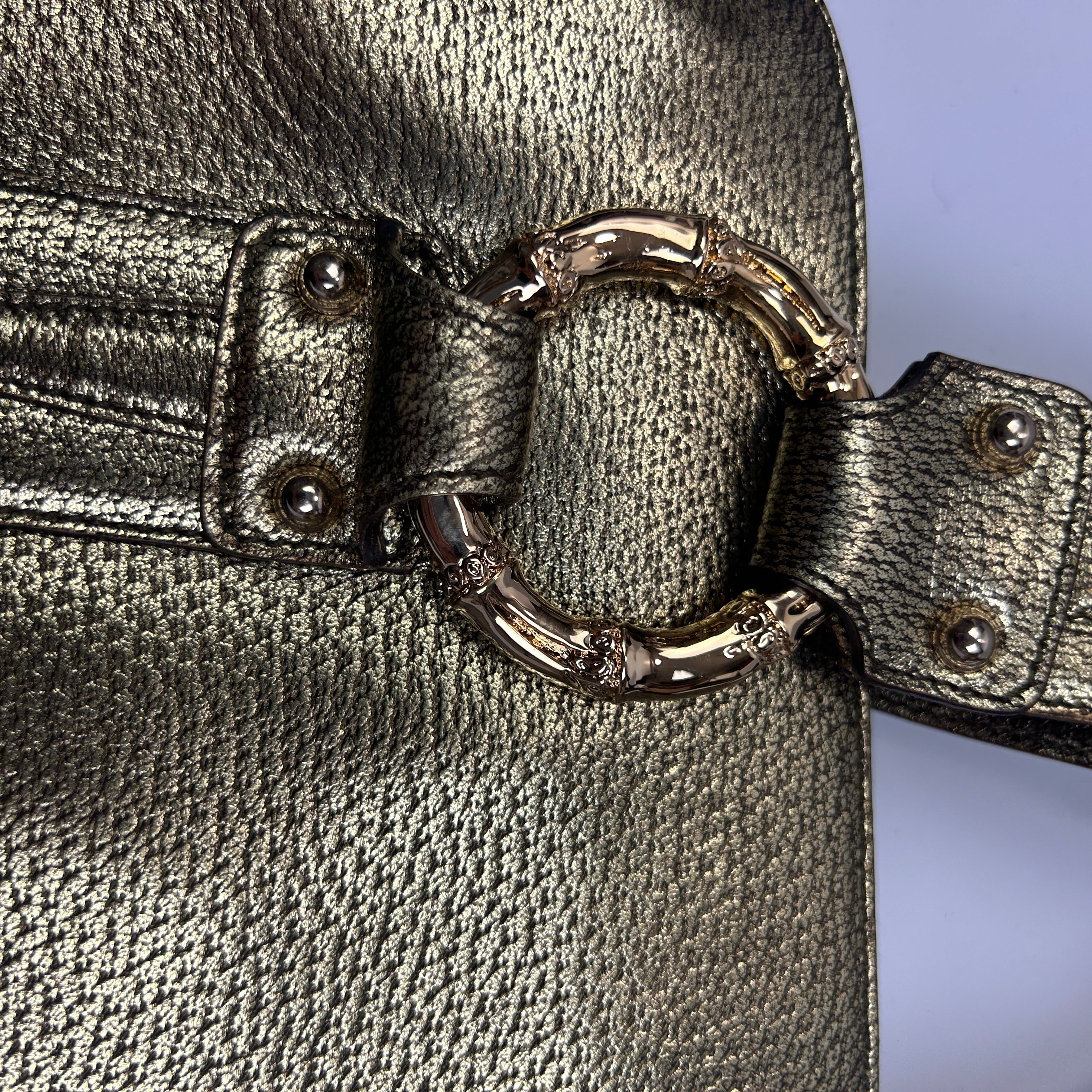 Gucci Gold Calfskin Bamboo Ring Shoulderbag