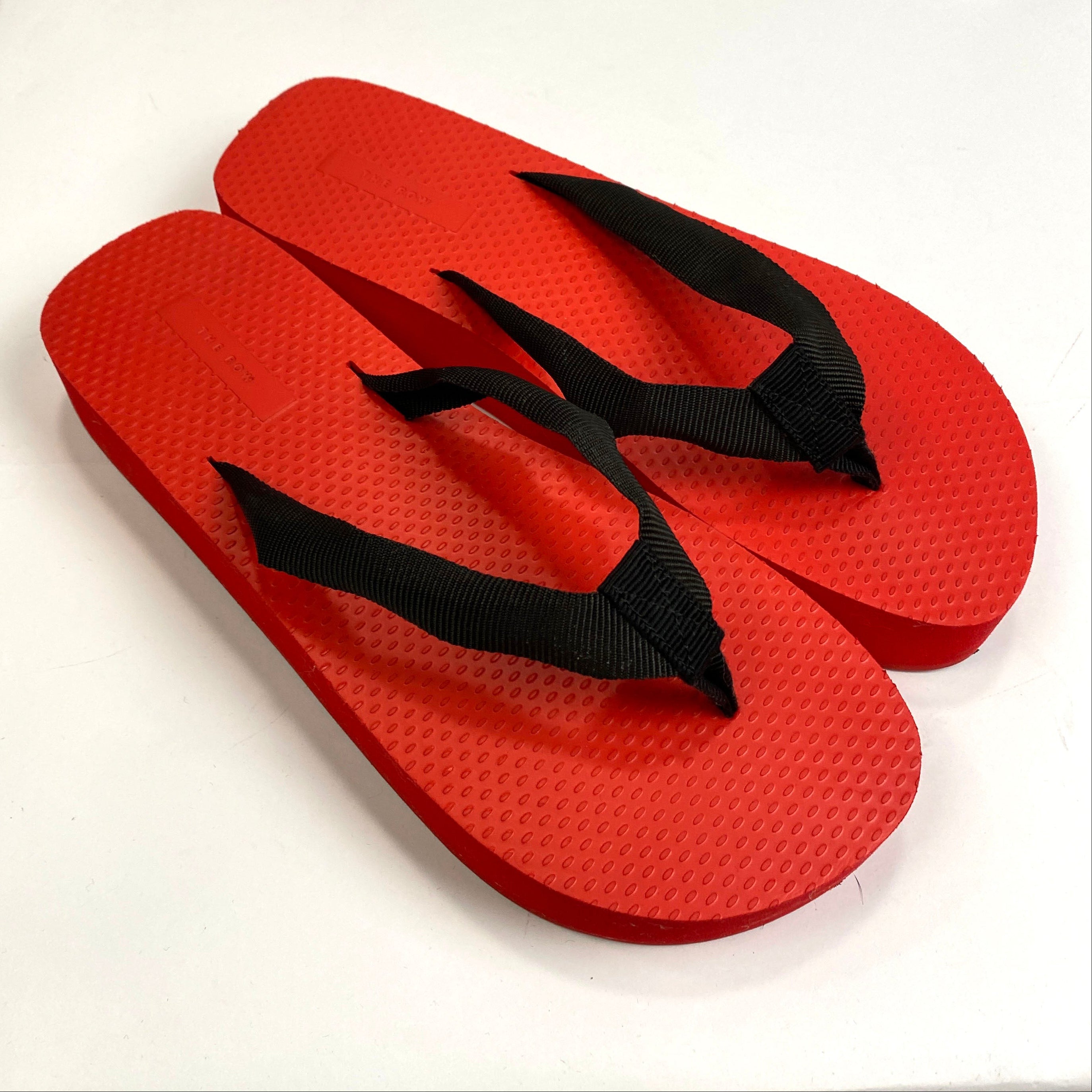 The Row £730 Black & Red Dune Platform Thongs 39