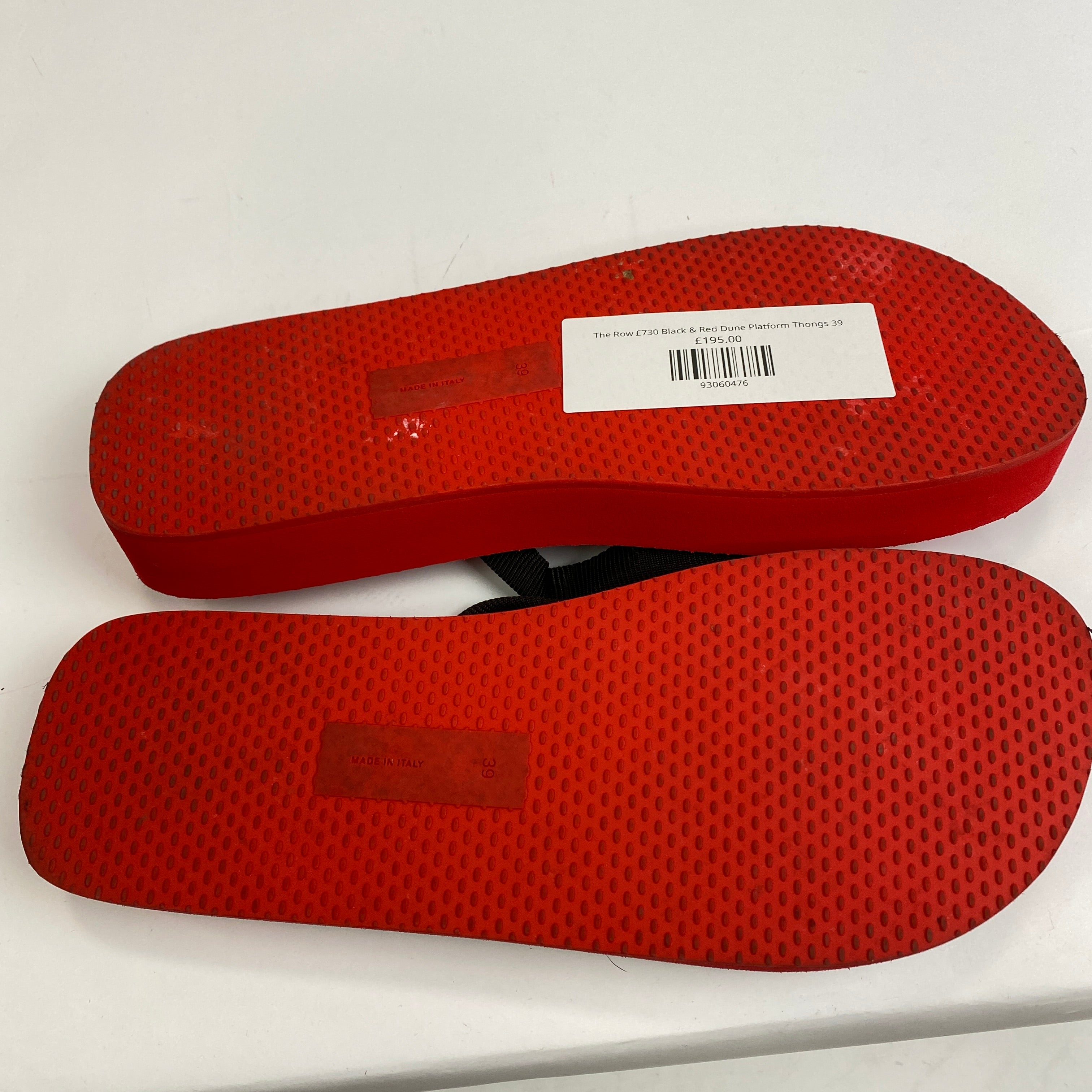 The Row £730 Black & Red Dune Platform Thongs 39