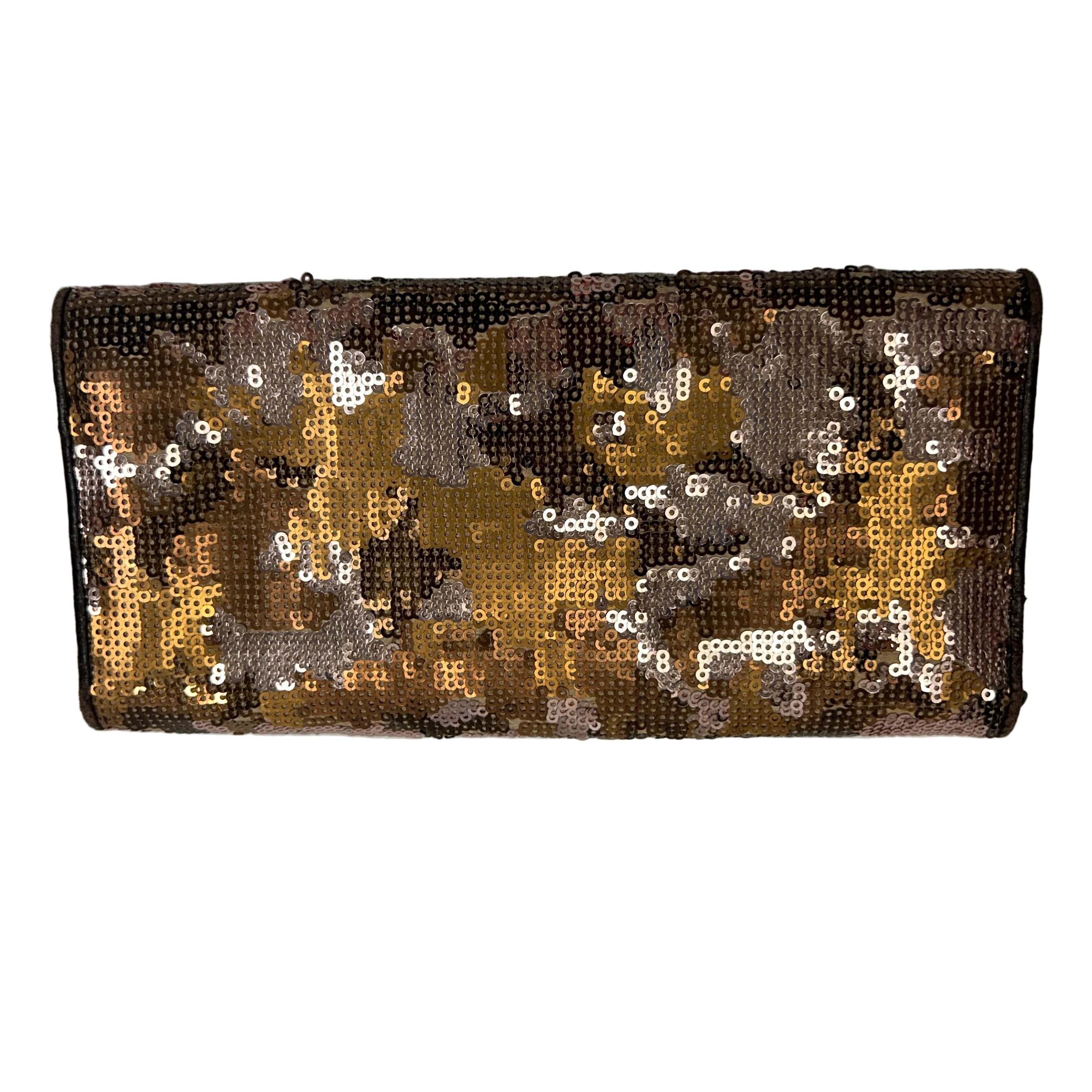 Prada Copper & Nude Sequin Camo Clutch Bag