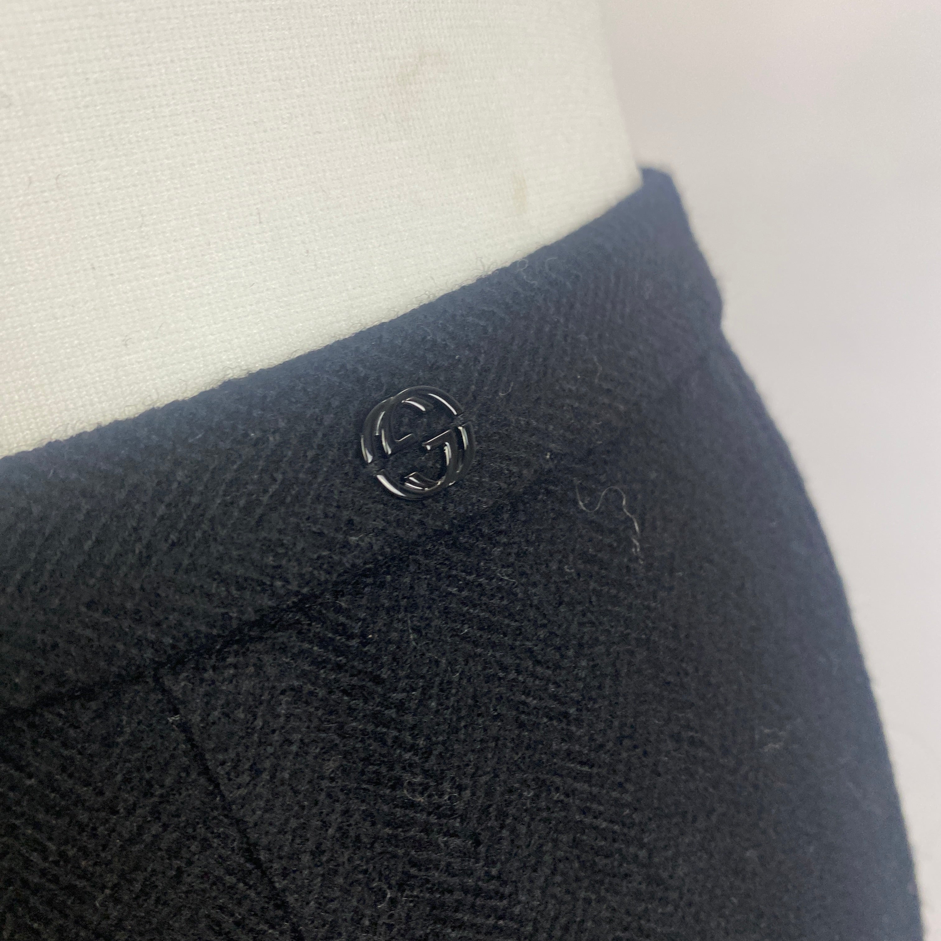 Gucci Black Herringbone Wool Pencil Skirt S