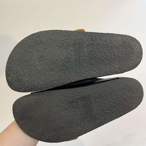 Isabel Marant Black Applique Leather Flatbed Sandals 37