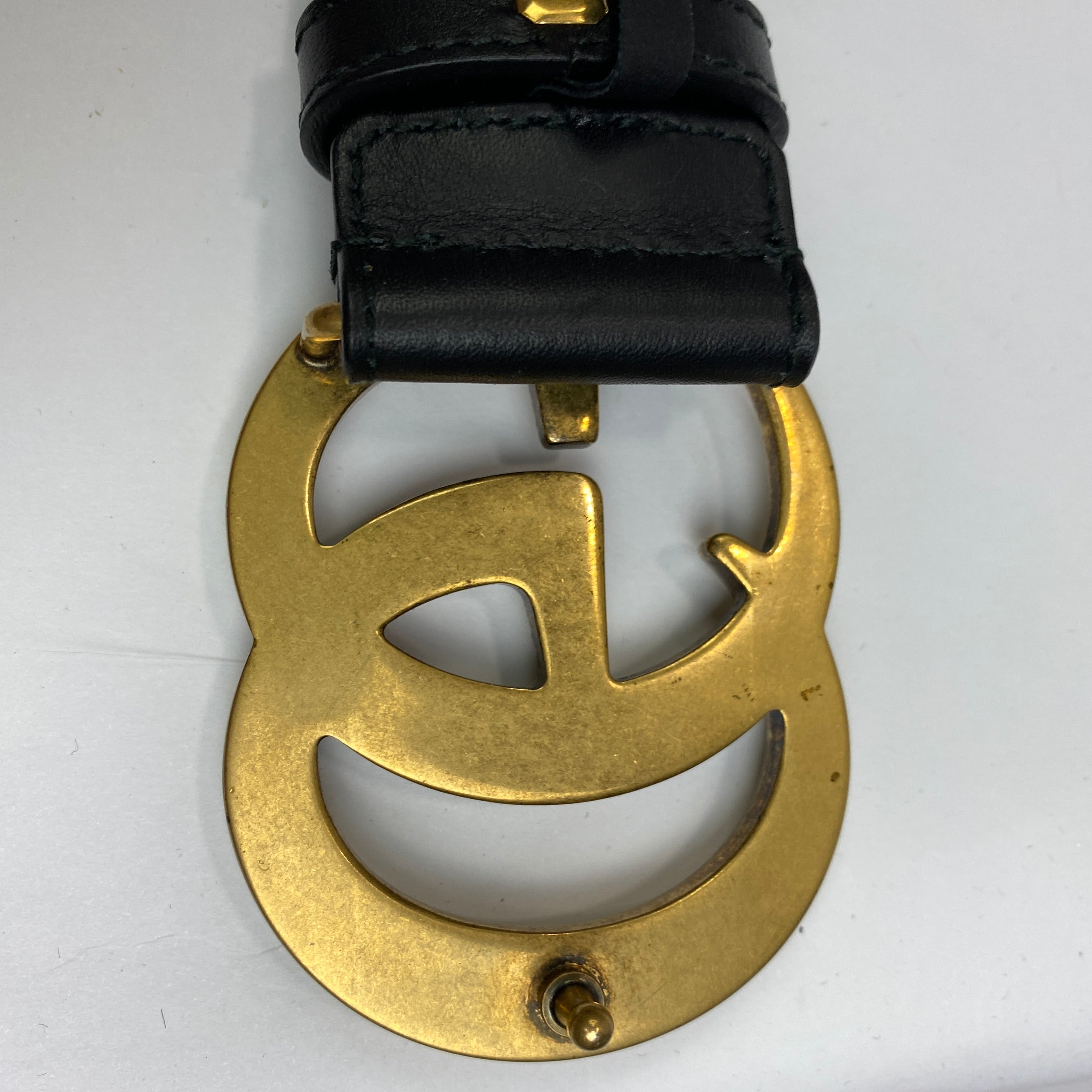 Gucci £430 Black Leather GG Marmont Belt XS