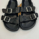 Isabel Marant Black Applique Leather Flatbed Sandals 37