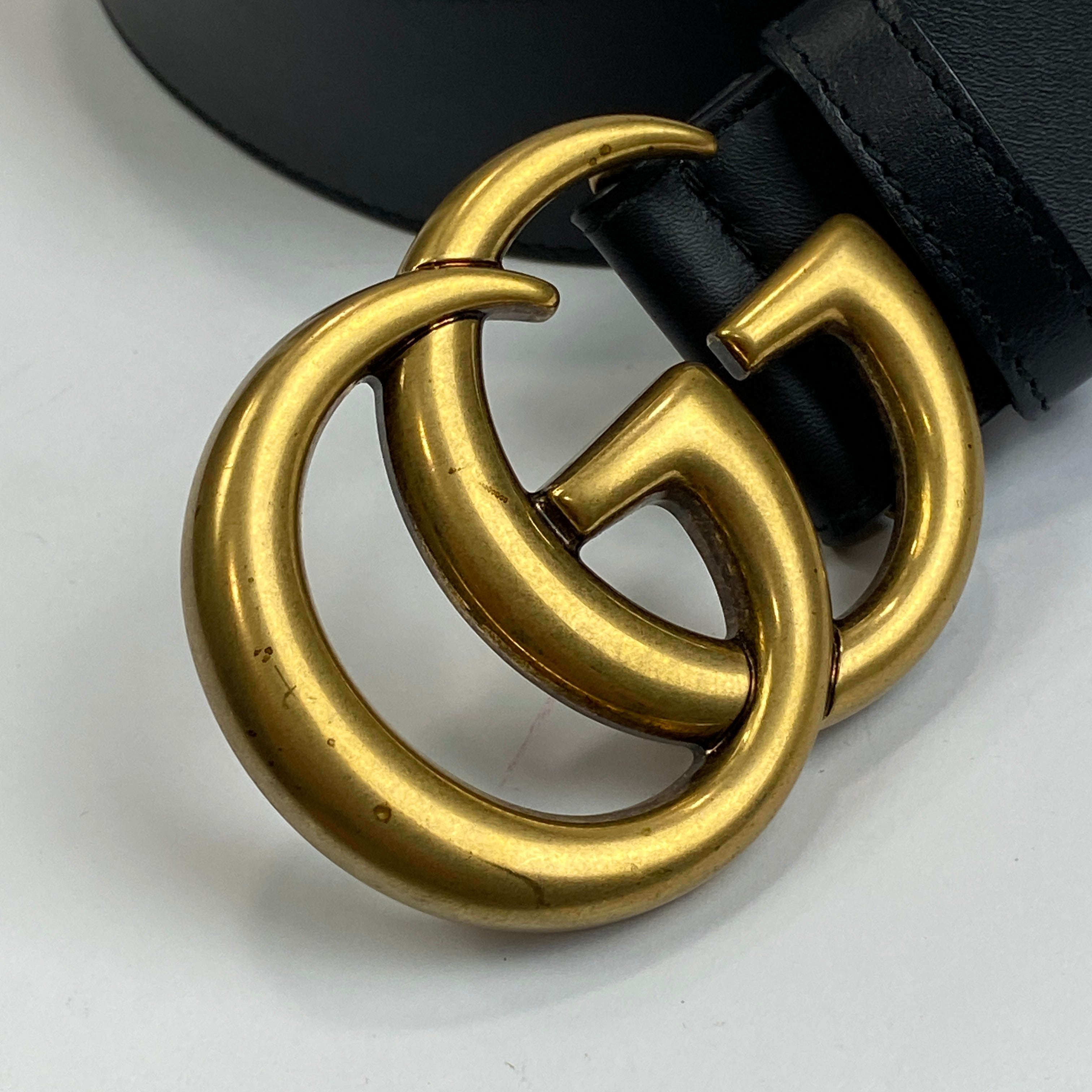 Gucci £430 Black Leather GG Marmont Belt XS