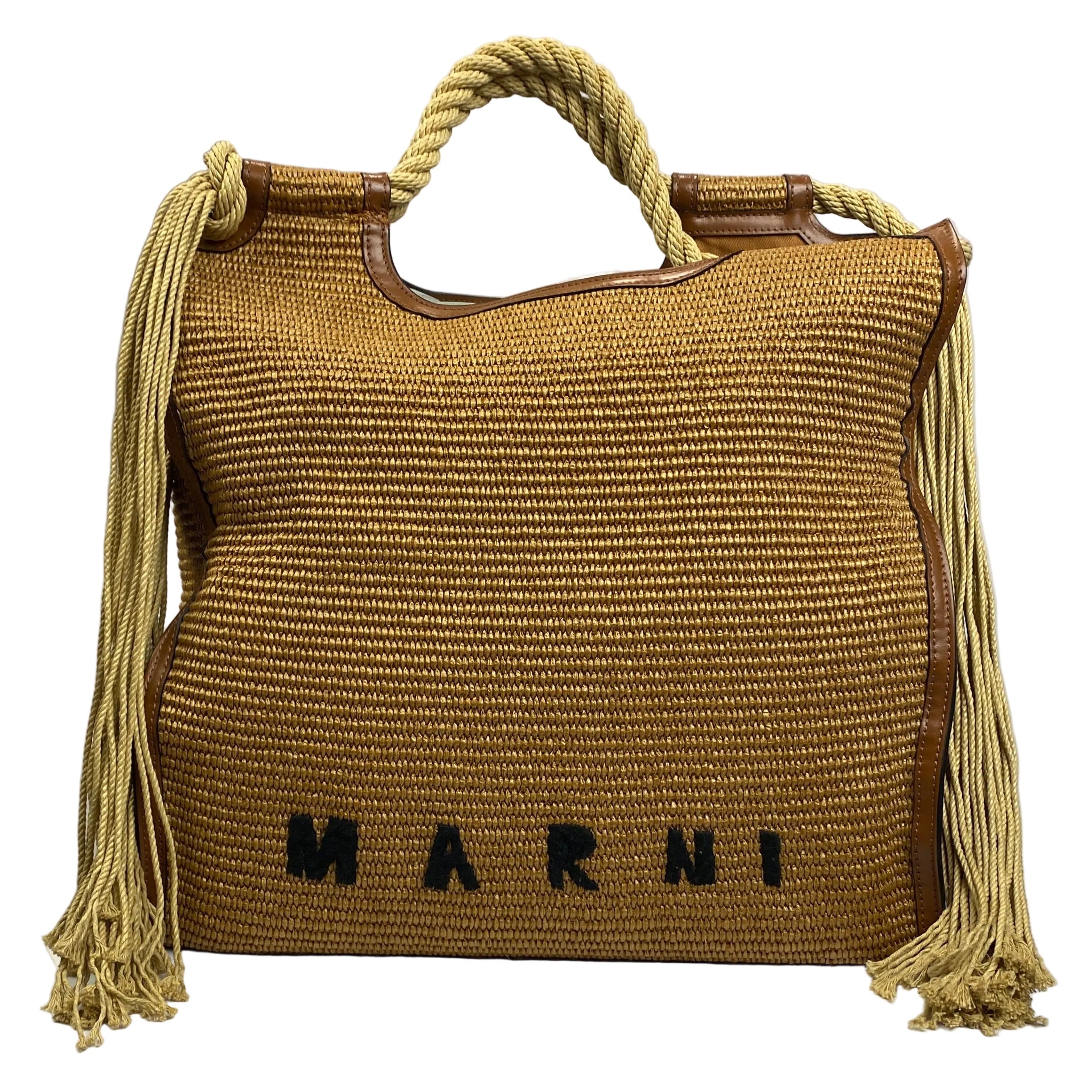 Marni Large Natural Fringed Marcel Raffia Tote Bag