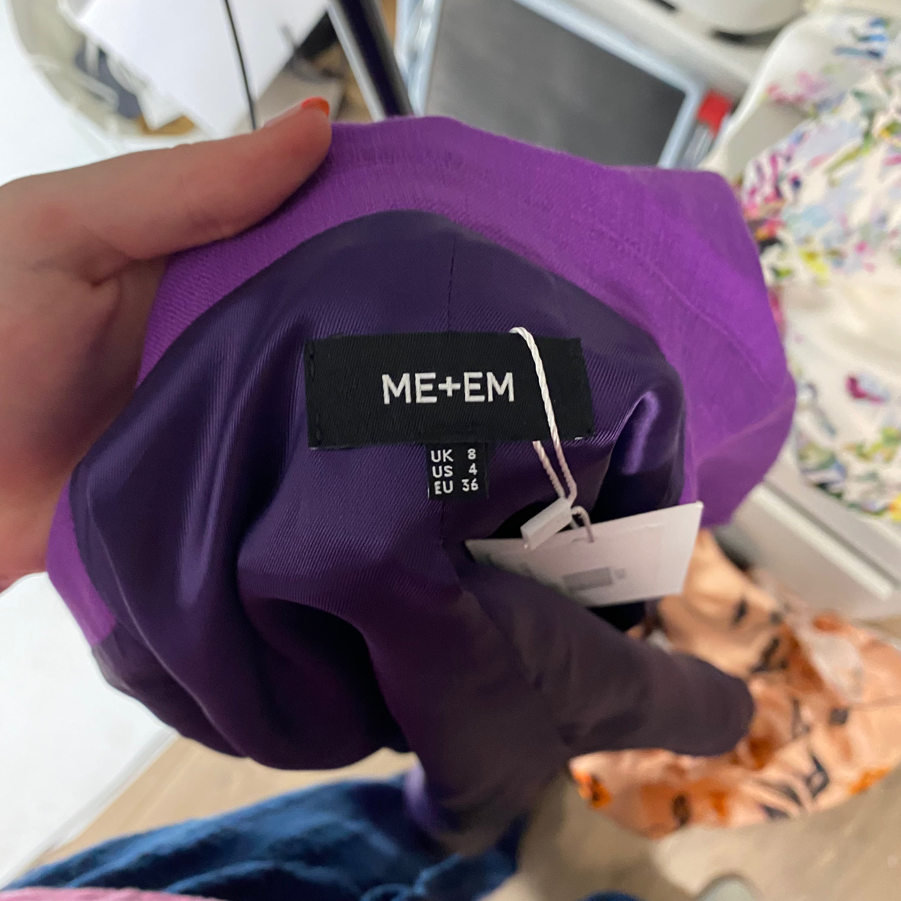 Me&Em Violet Viscose Weave Single Button Jacket XS