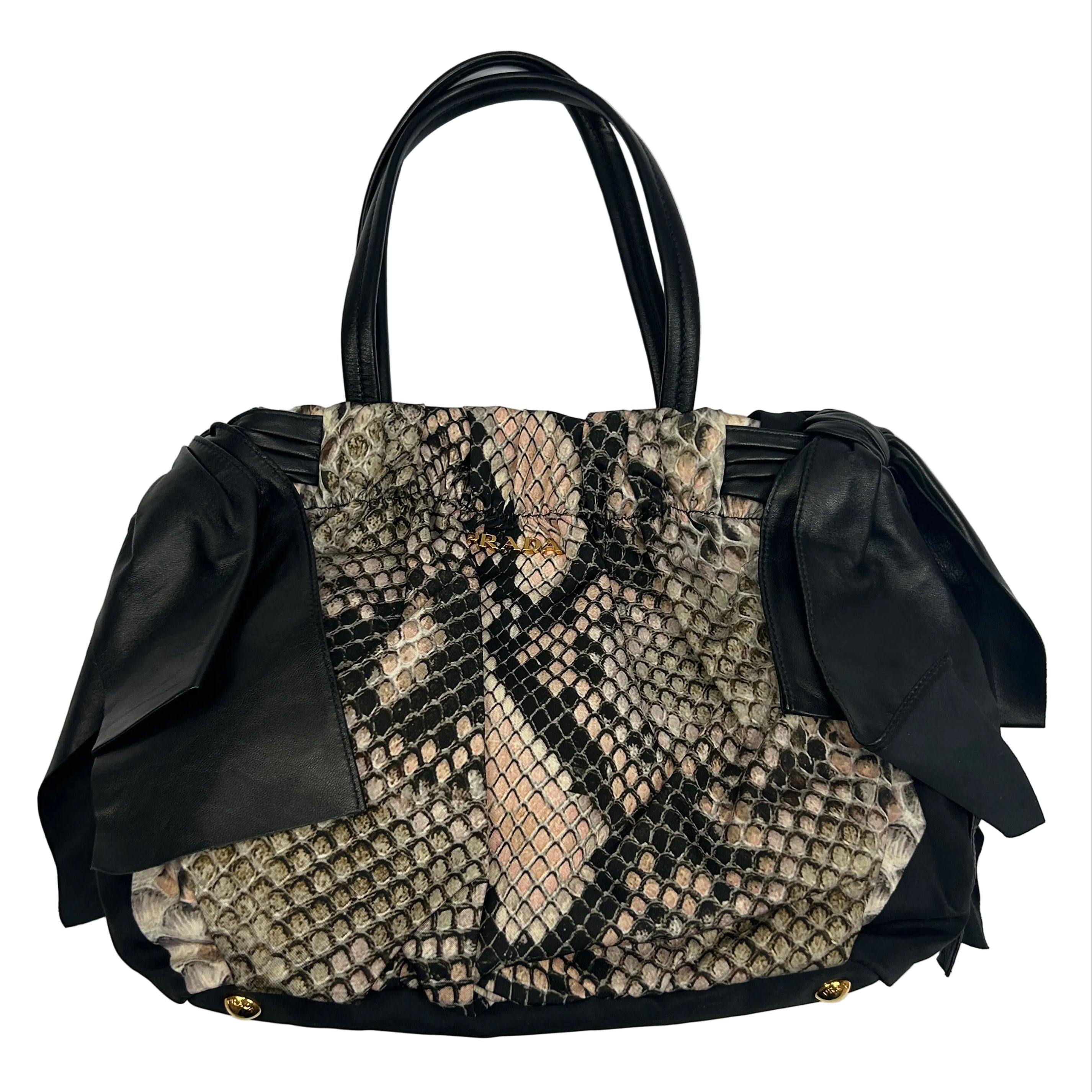 Prada New Tessuto Pitone Bow Shoulderbag