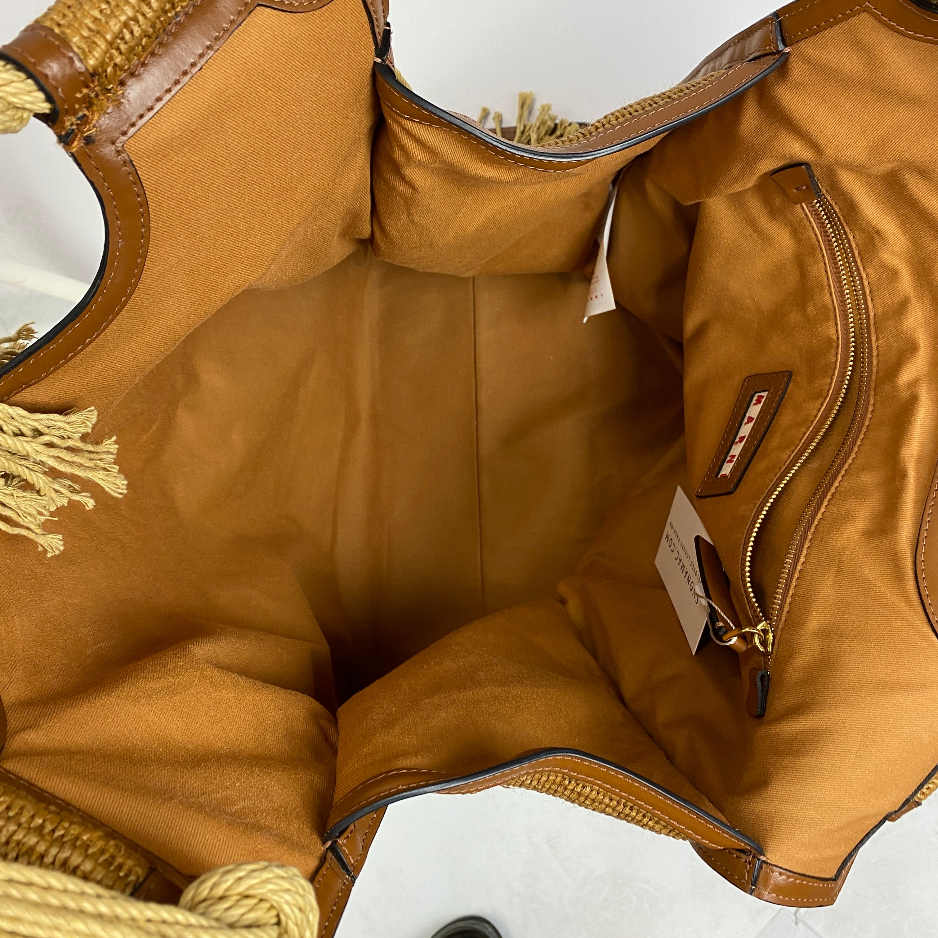 Marni Large Natural Fringed Marcel Raffia Tote Bag