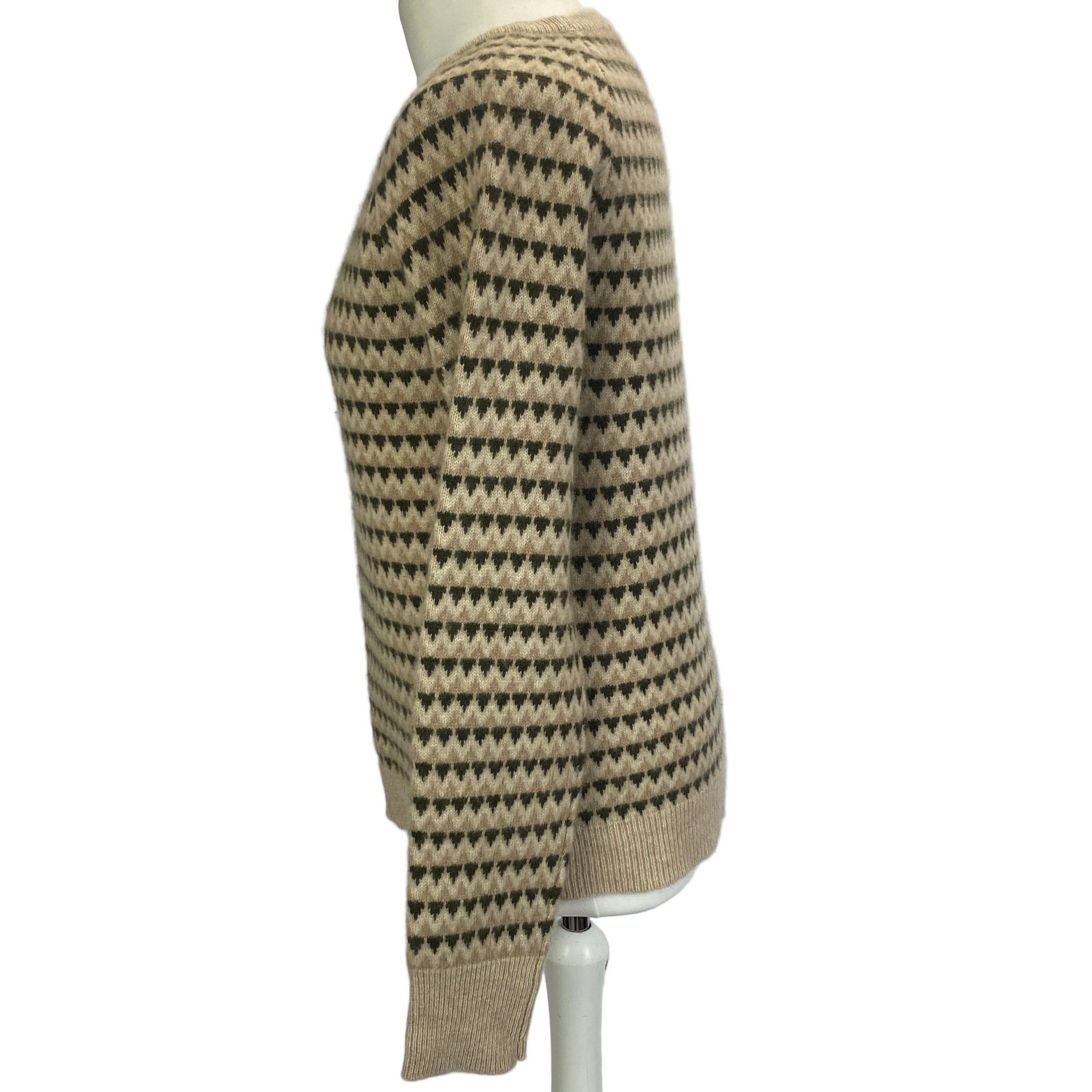 Madeleine Thompson Cream Intarsia Knit Cashmere Sweater M