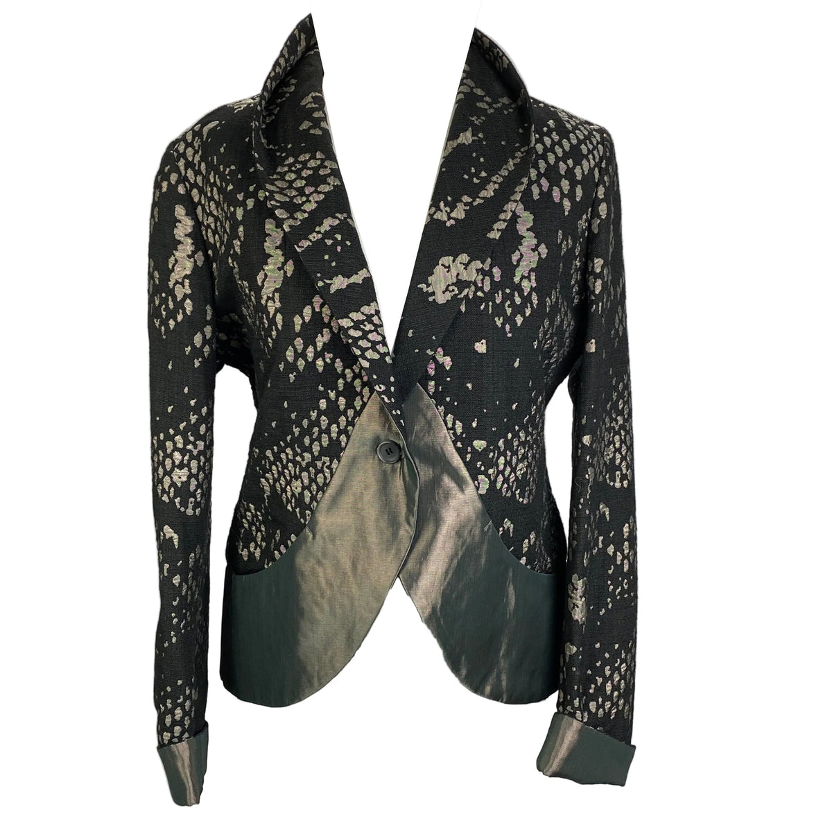 Issey Miyake £1100 Black & Pewter Jacquard Jacket S