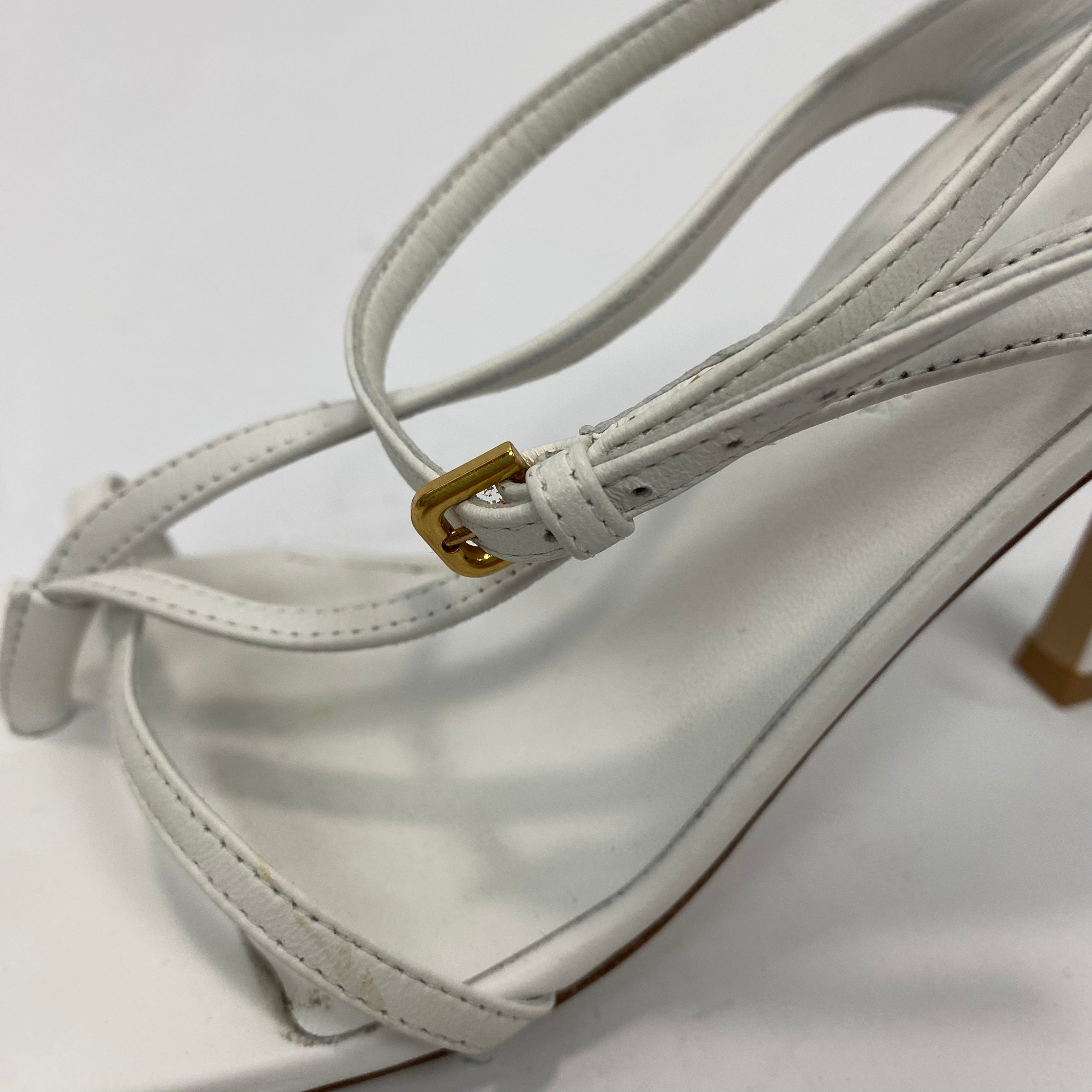 Bottega Veneta £710 Optic White Ankle Strap Sandals 38