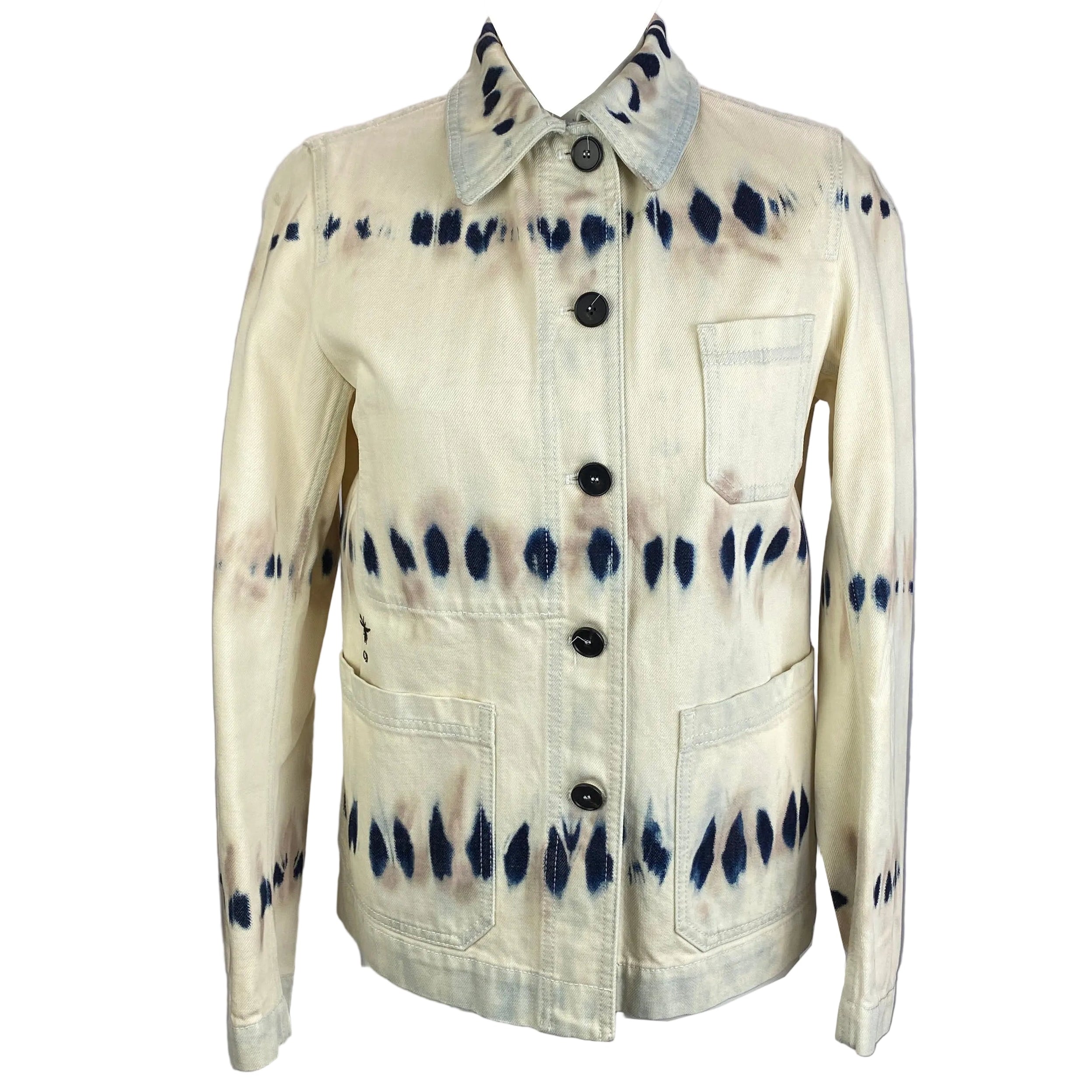 Christian Dior Cream Tie Dye Denim Workman's Jacket XS