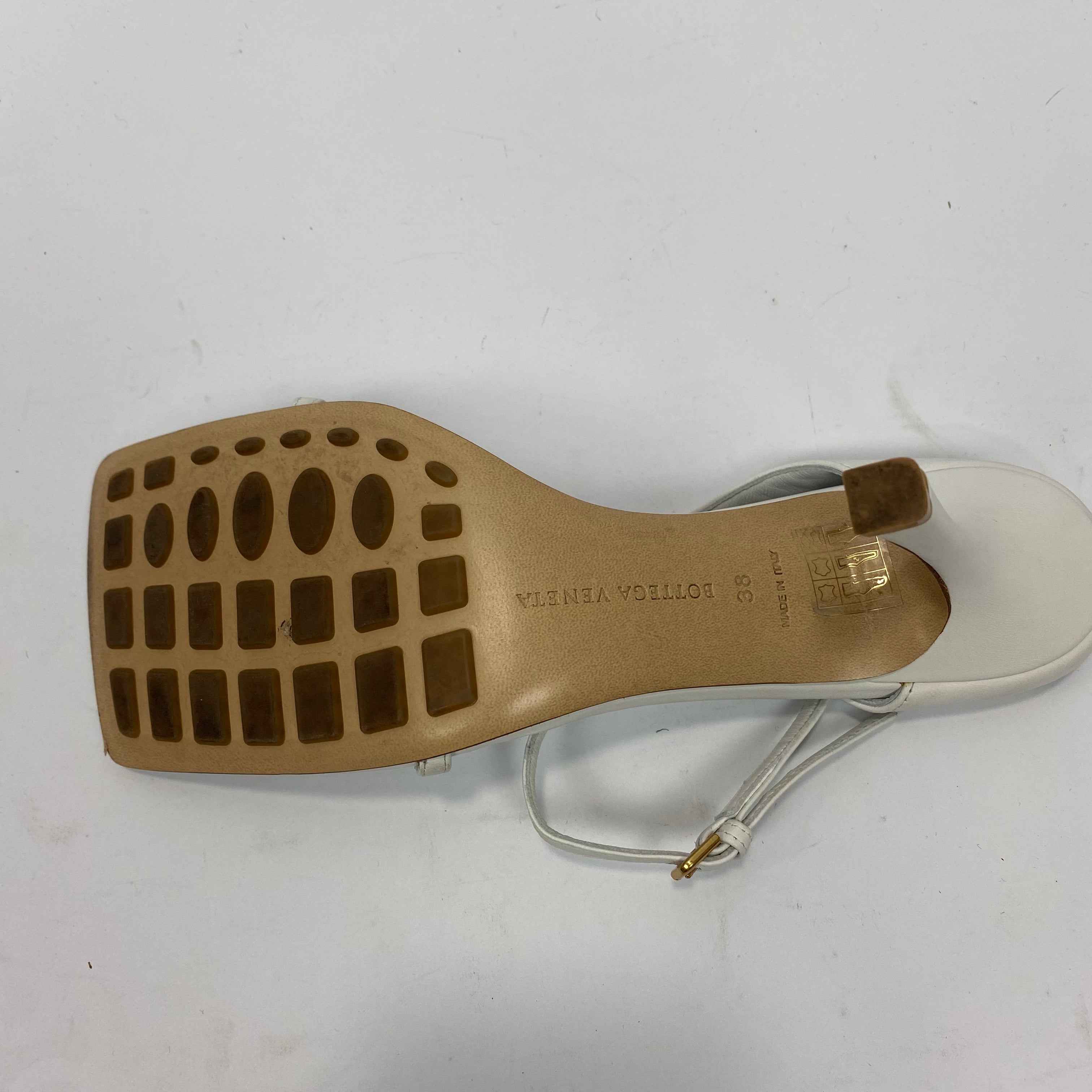 Bottega Veneta £710 Optic White Ankle Strap Sandals 38