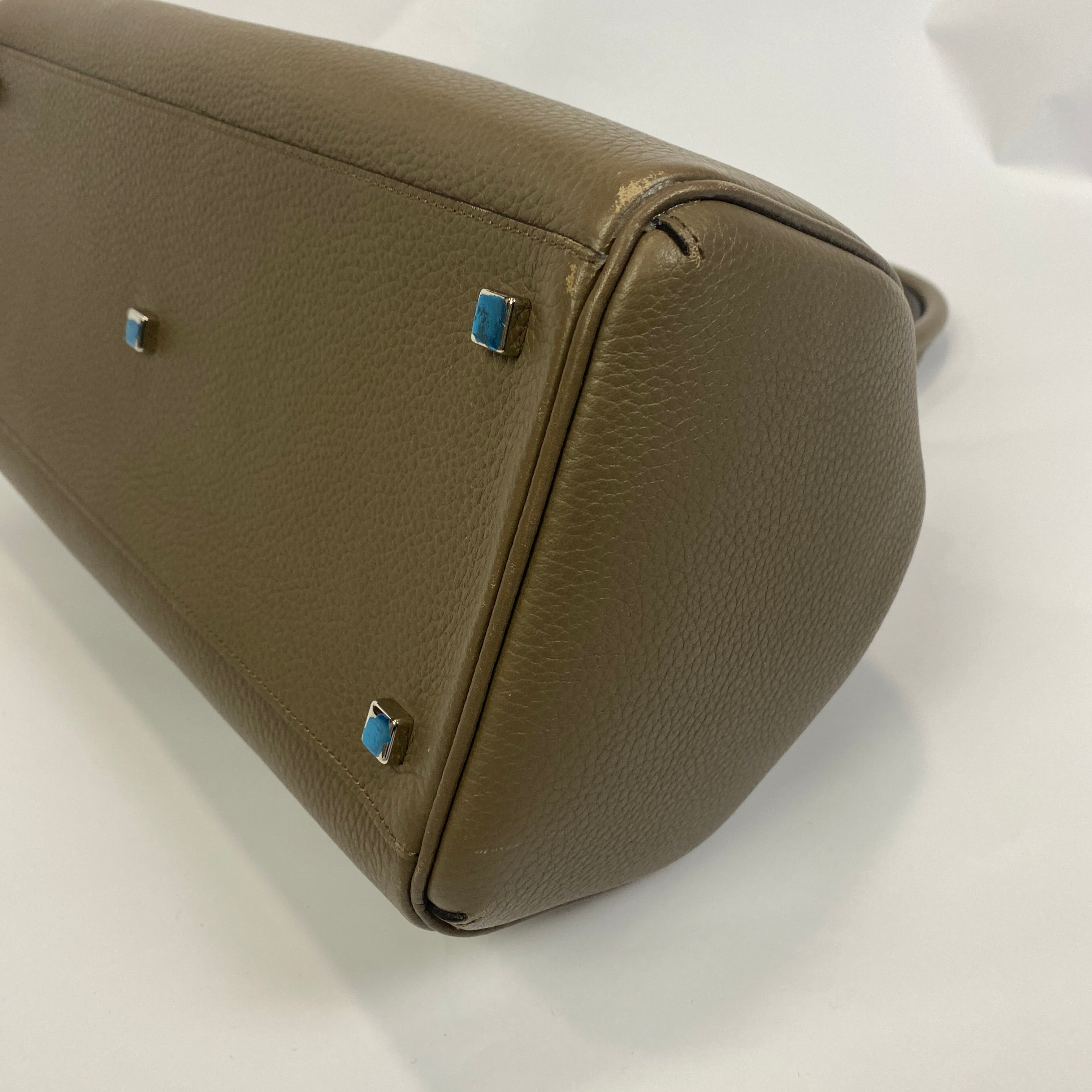 Moynat Taupe Pauline PM Leather Bowling Bag