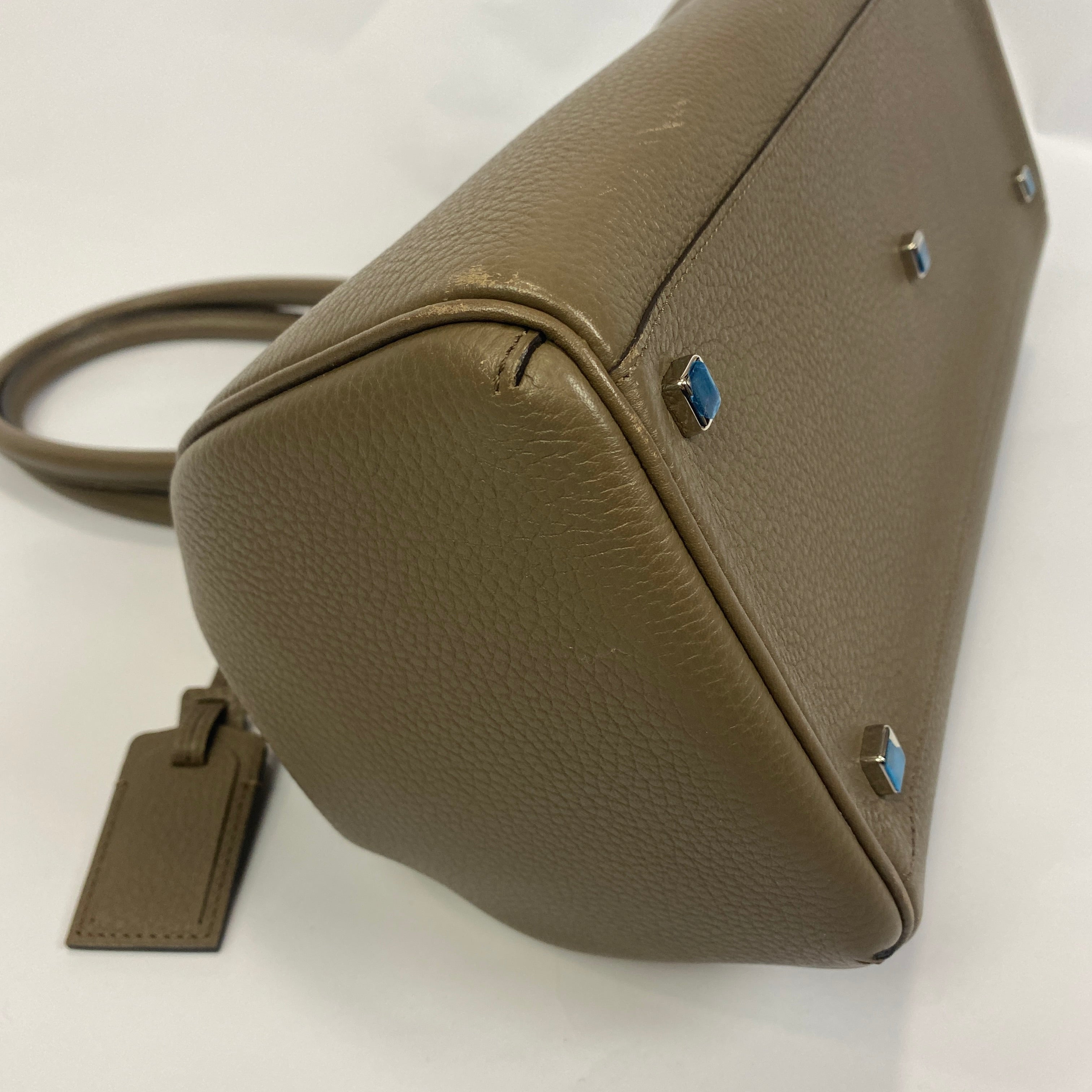 Moynat Taupe Pauline PM Leather Bowling Bag
