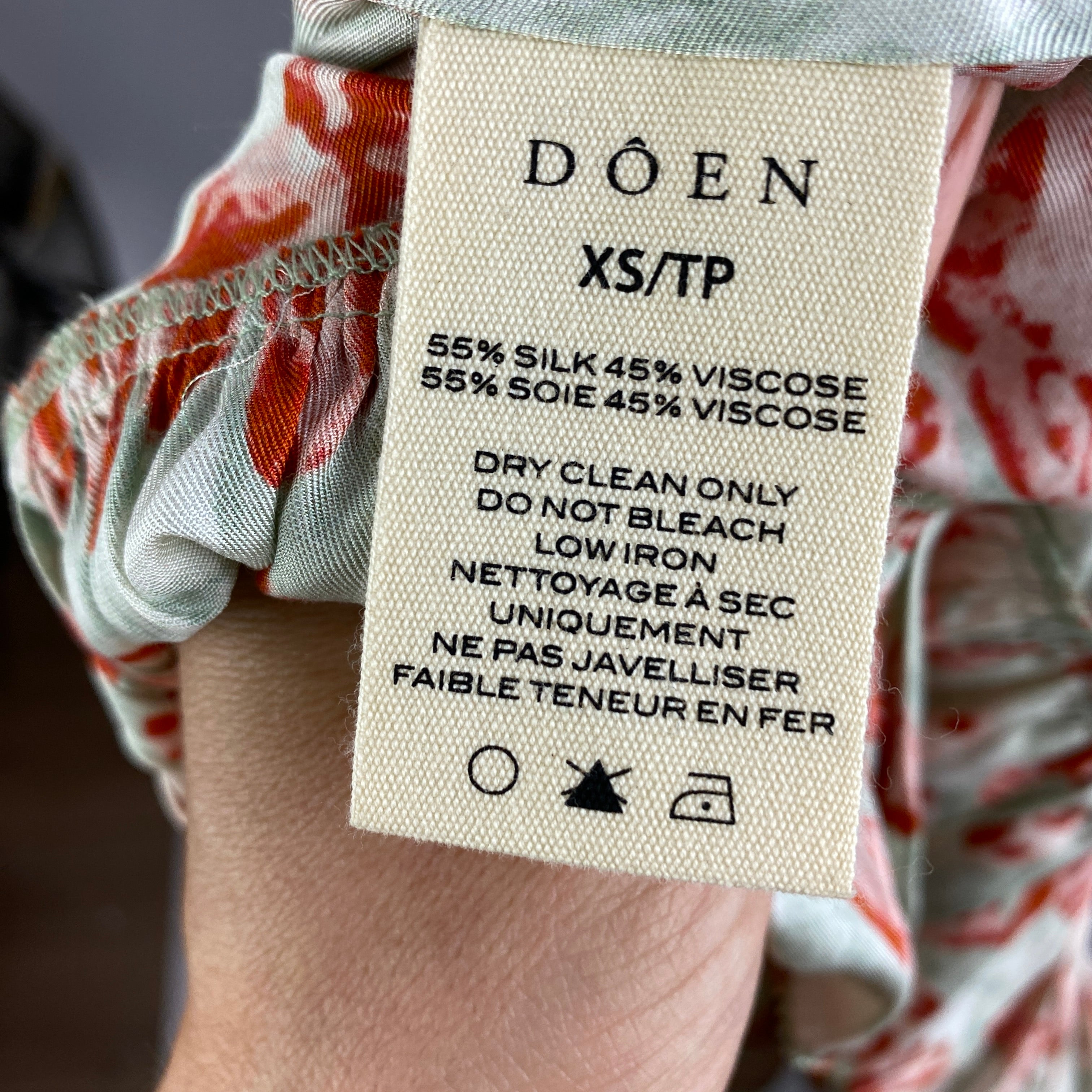 Doen £555 Green & Orange Tulip Print Satin Slip Dress XS