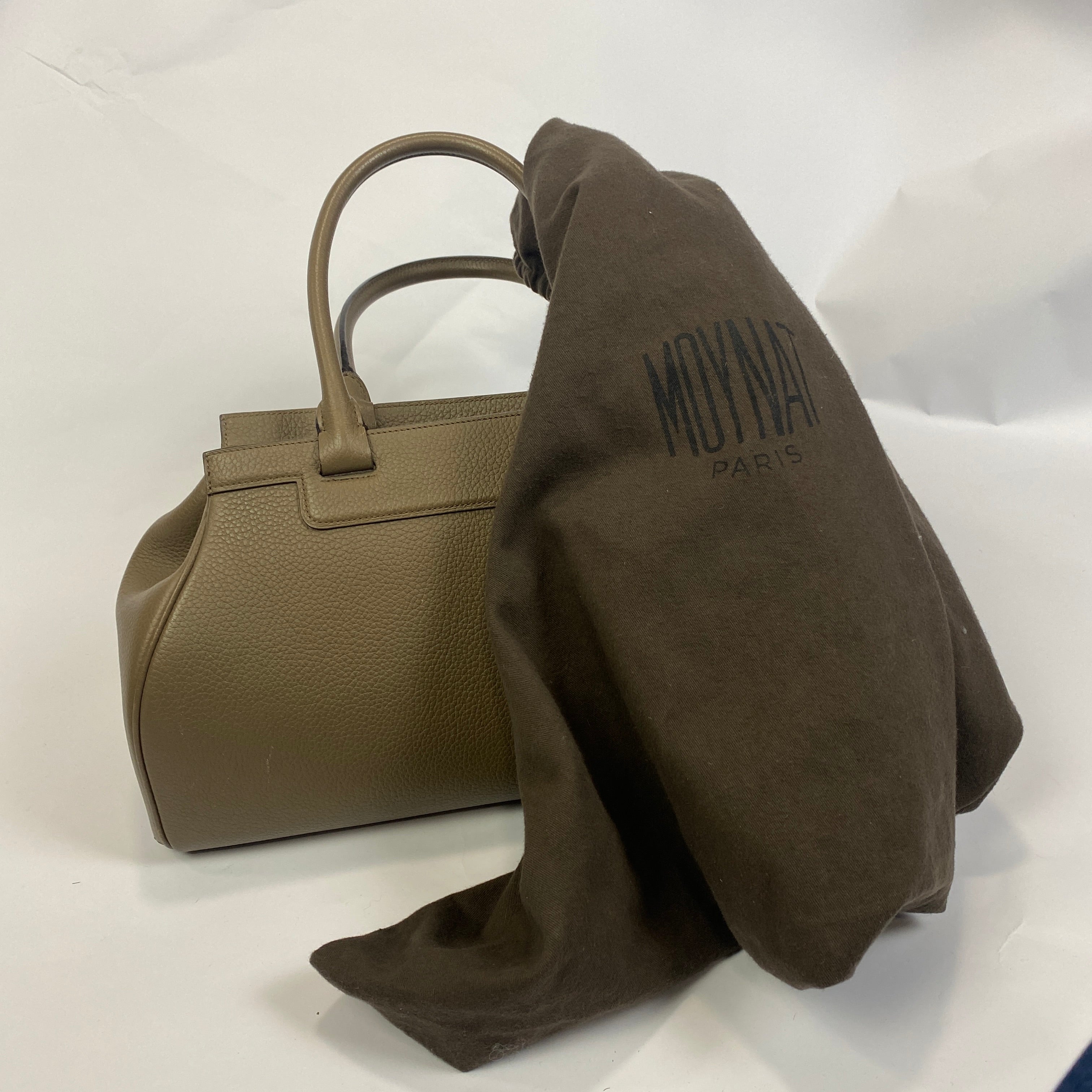 Moynat Taupe Pauline PM Leather Bowling Bag