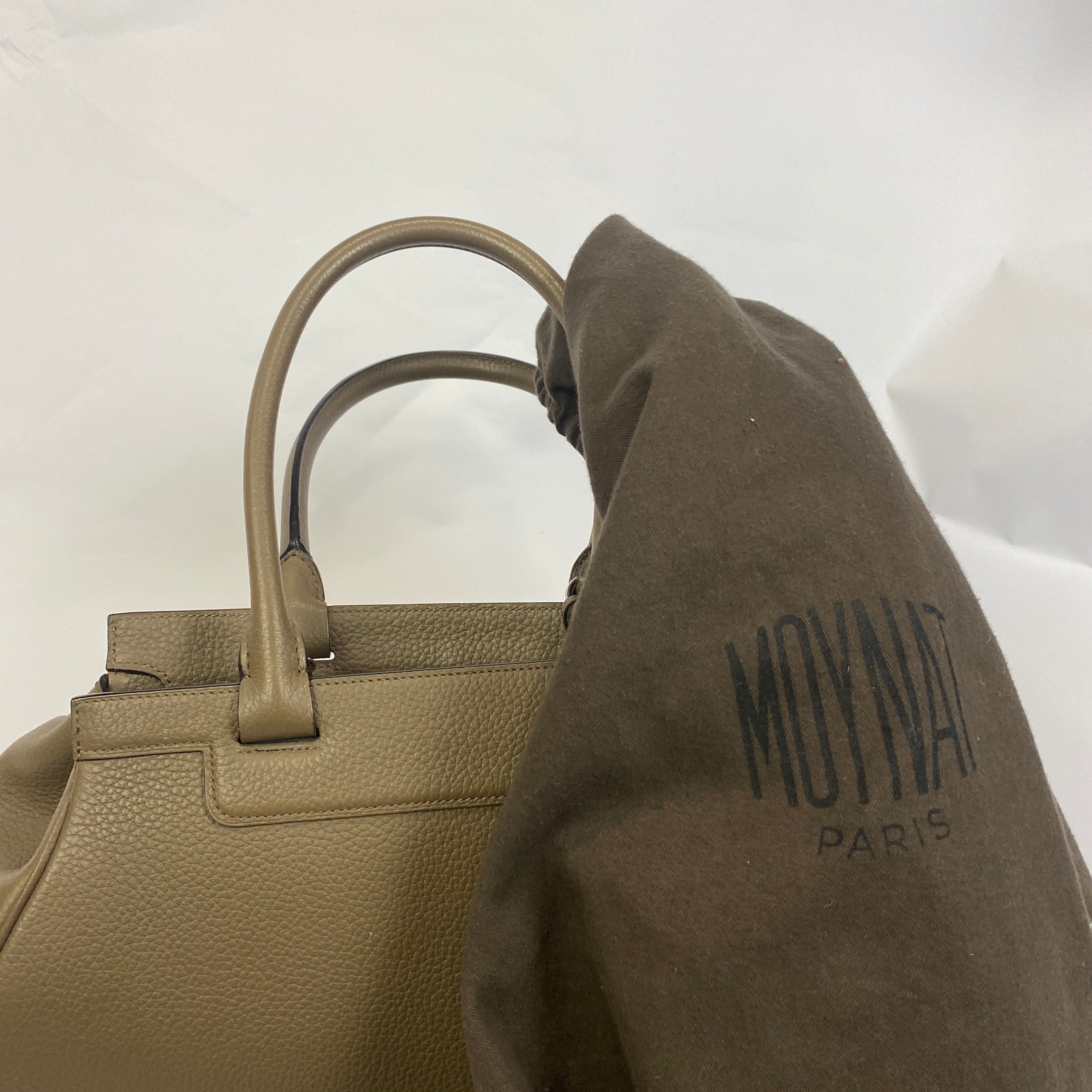 Moynat Taupe Pauline PM Leather Bowling Bag