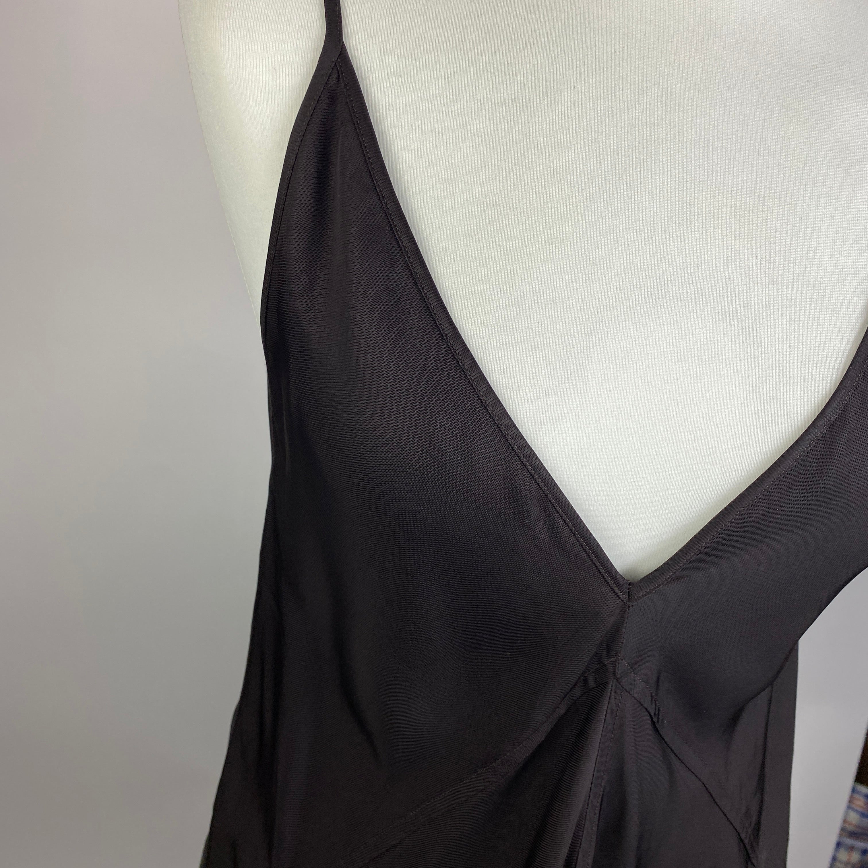 Jil Sander New Black Satin Handkerchief Hem Slip Dress XS