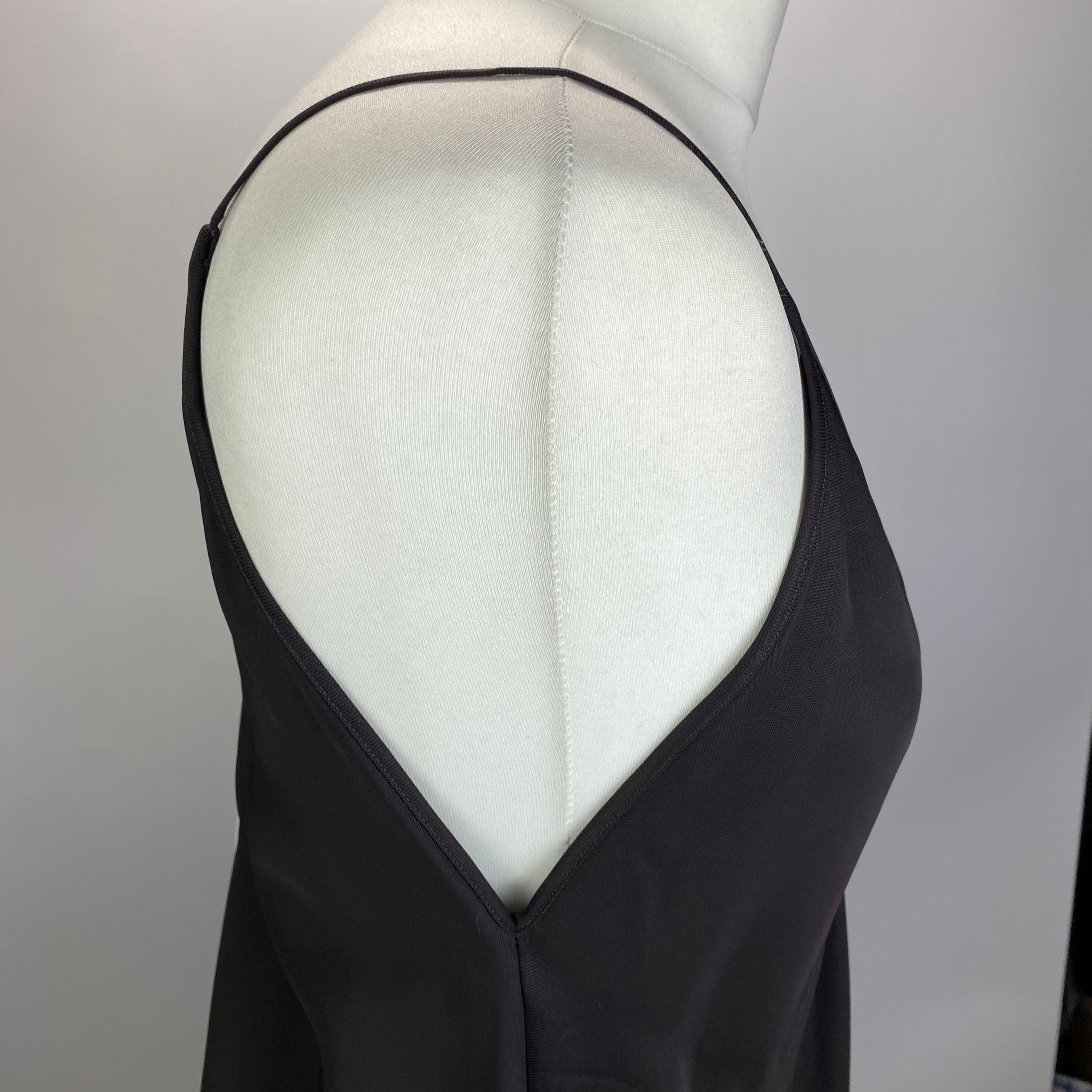 Jil Sander New Black Satin Handkerchief Hem Slip Dress XS