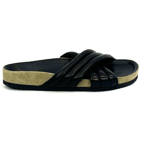 Isabel Marant Etoile Black Padded Leather Flatbed Sandals 37