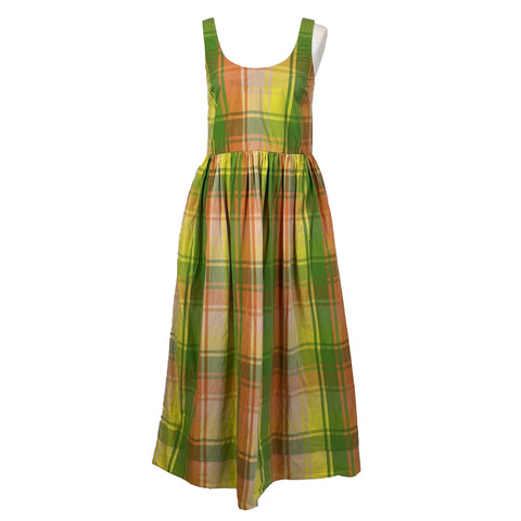 &Daughter Lime & Lemon Madras Cotton Maxi Dress XS