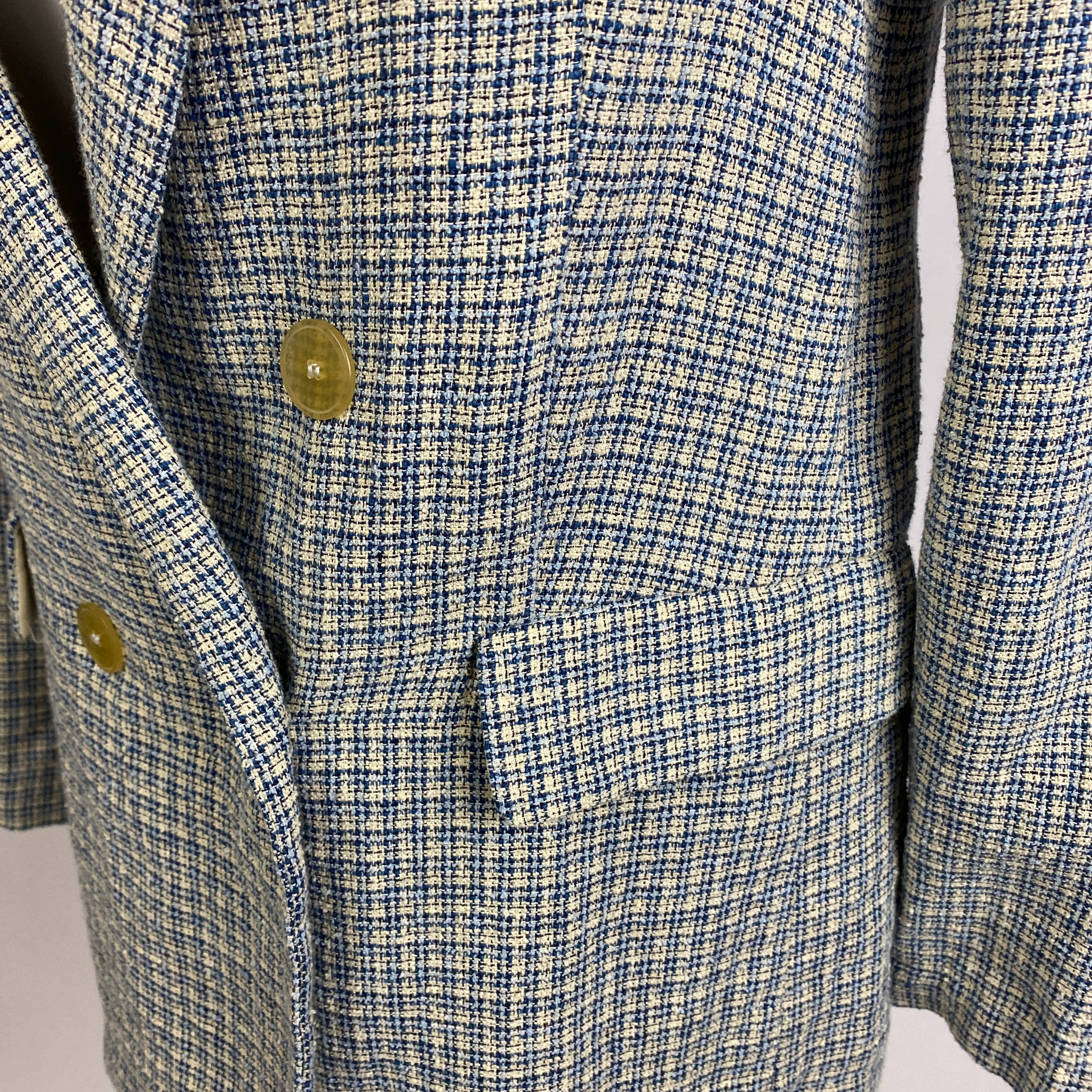 Forte Forte New Blue & Ecru Cotton Tweed Check Jacket XXS
